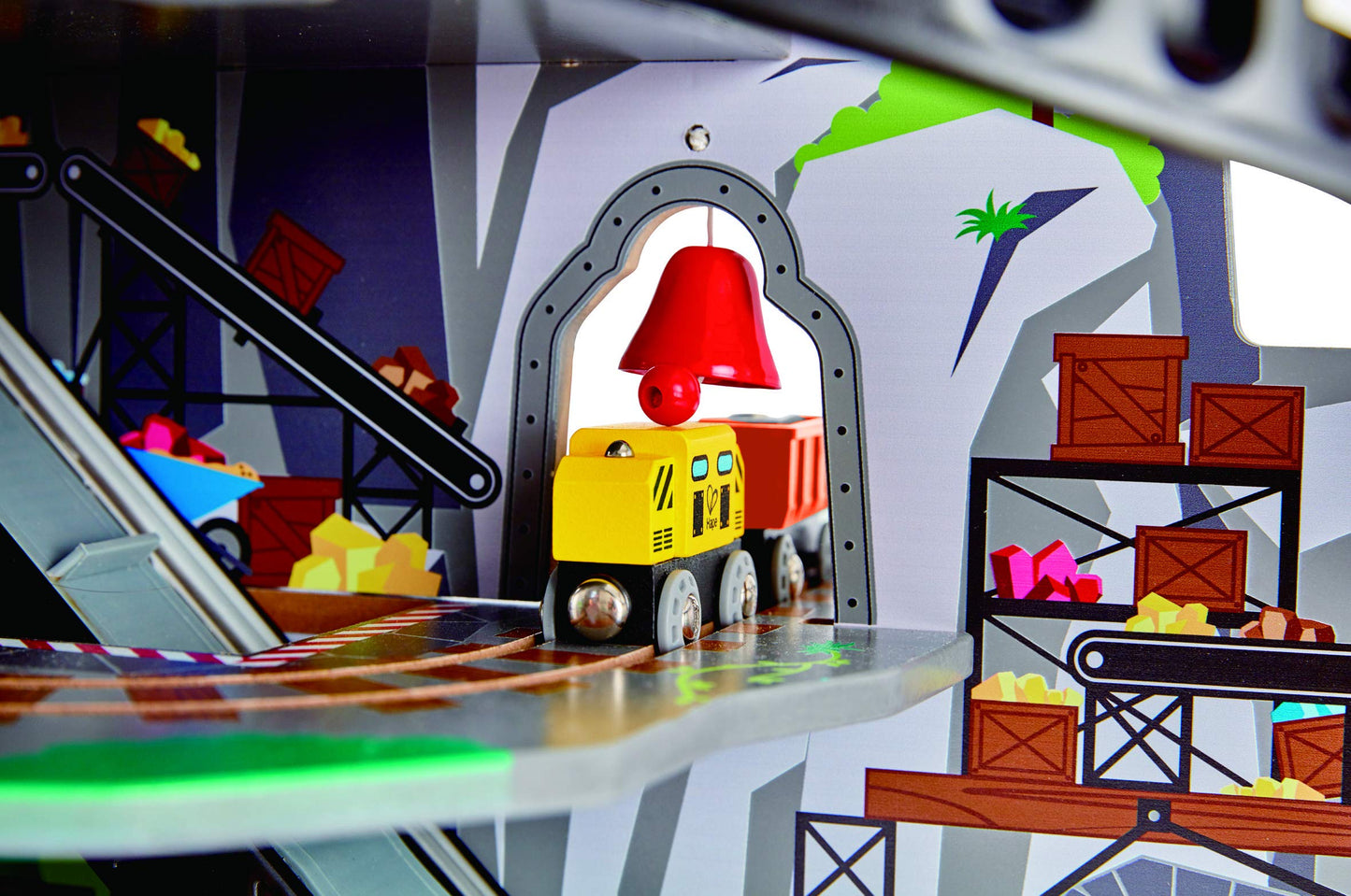 Hape Mountain Mine Railway Playset | 4-Level Wooden Train Set with Crane