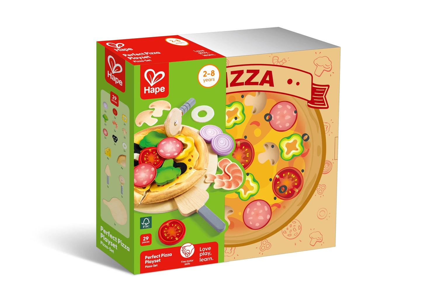 Hape Perfect Pizza Wooden Playset – 2-in-1 Pizza Oven & Delivery Box | 29 pcs | Ages 3+