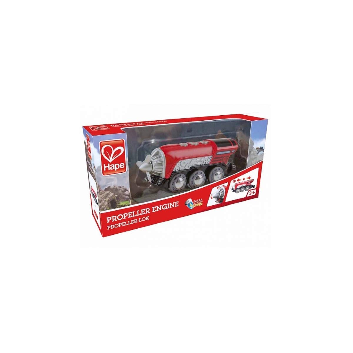 Hape Kids Wooden Railway Propeller Steam Engine | Battery-Powered Wooden Train