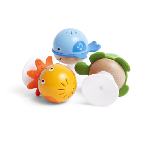 Hape Put-Stay Rattle Set: Three Sea Animal Suction Rattle Toys for Babies