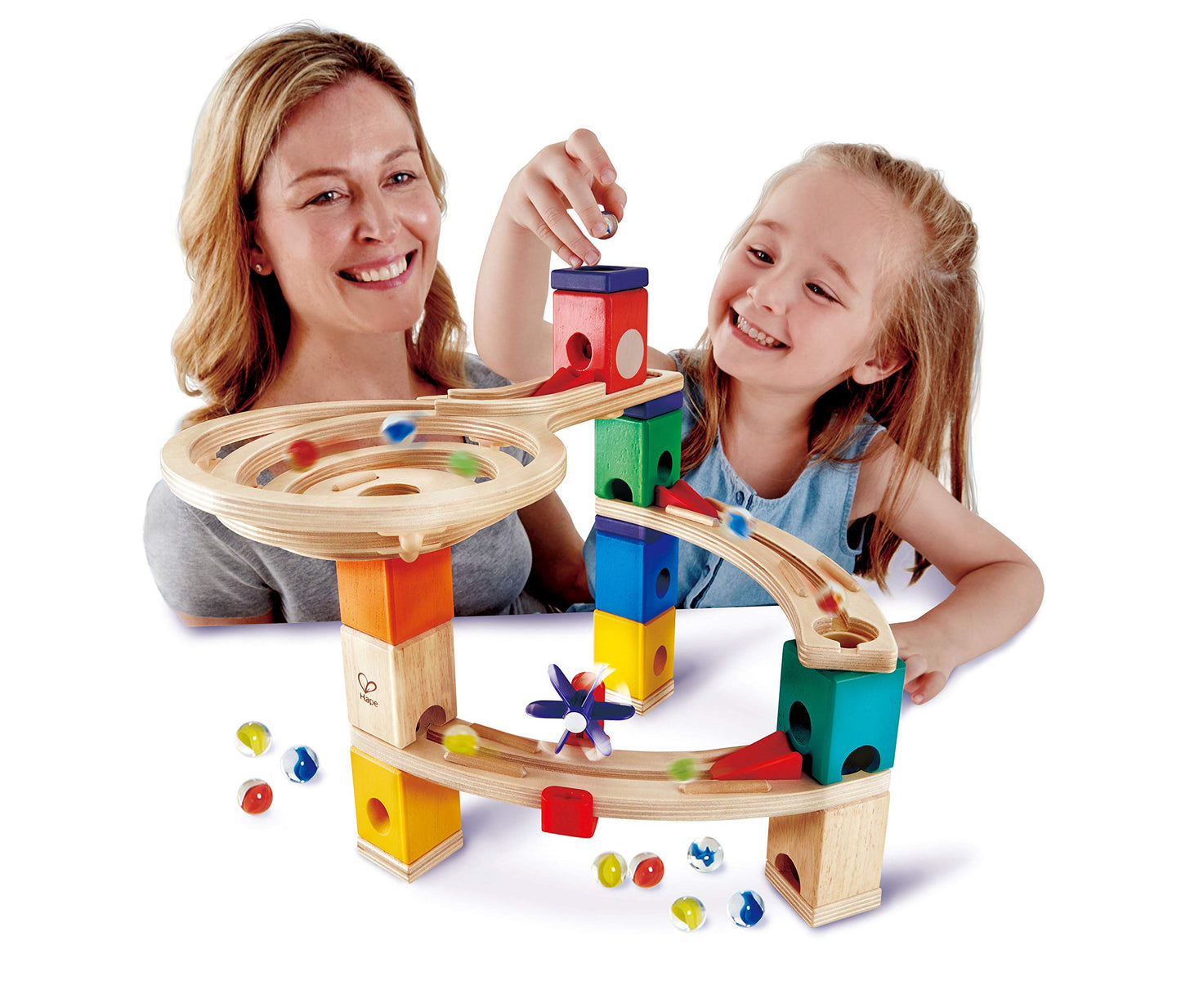 Hape Quadrilla Race to Finish Marble Run – Wooden Block Set