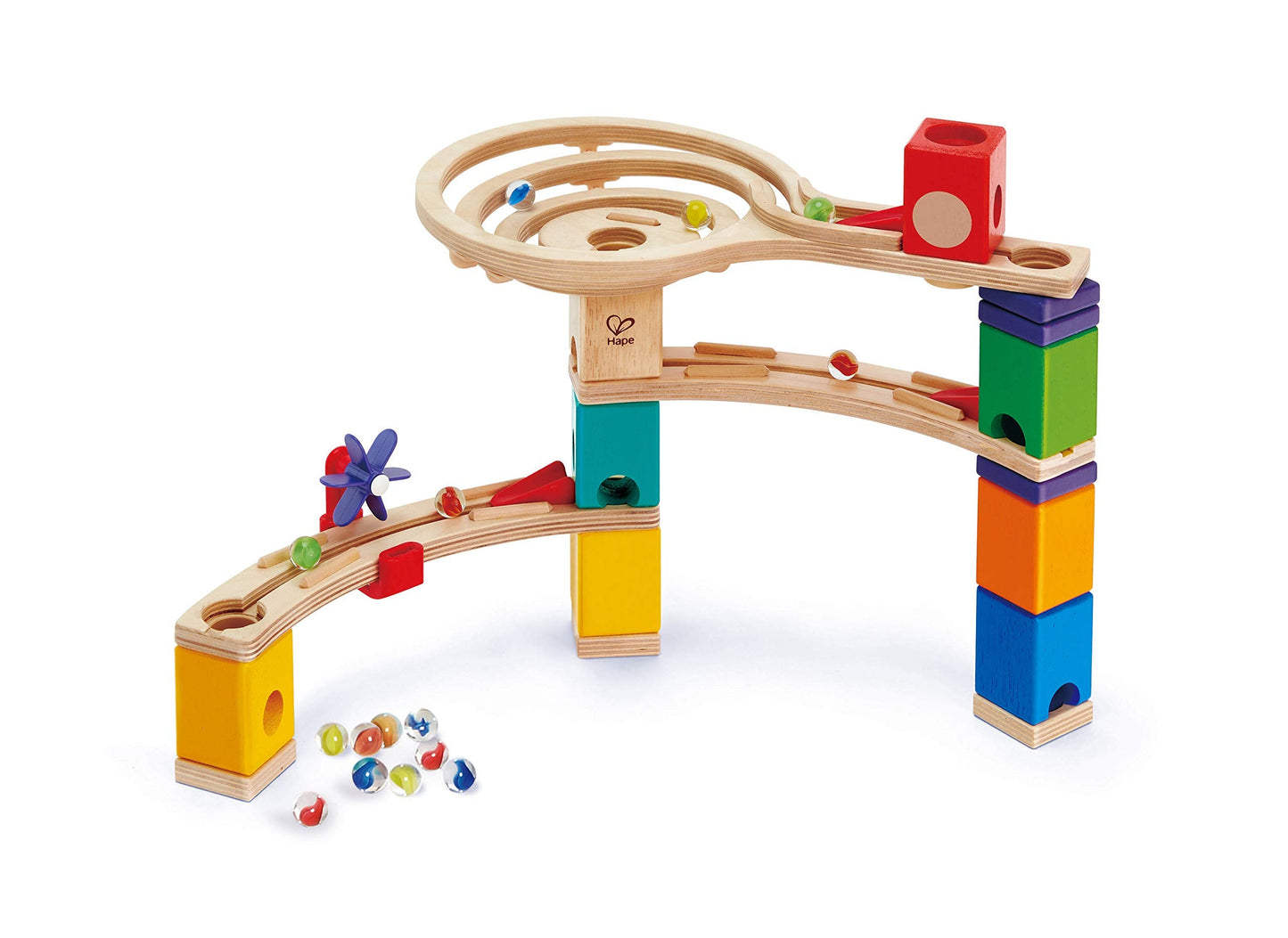 Hape Quadrilla Race to Finish Marble Run – Wooden Block Set