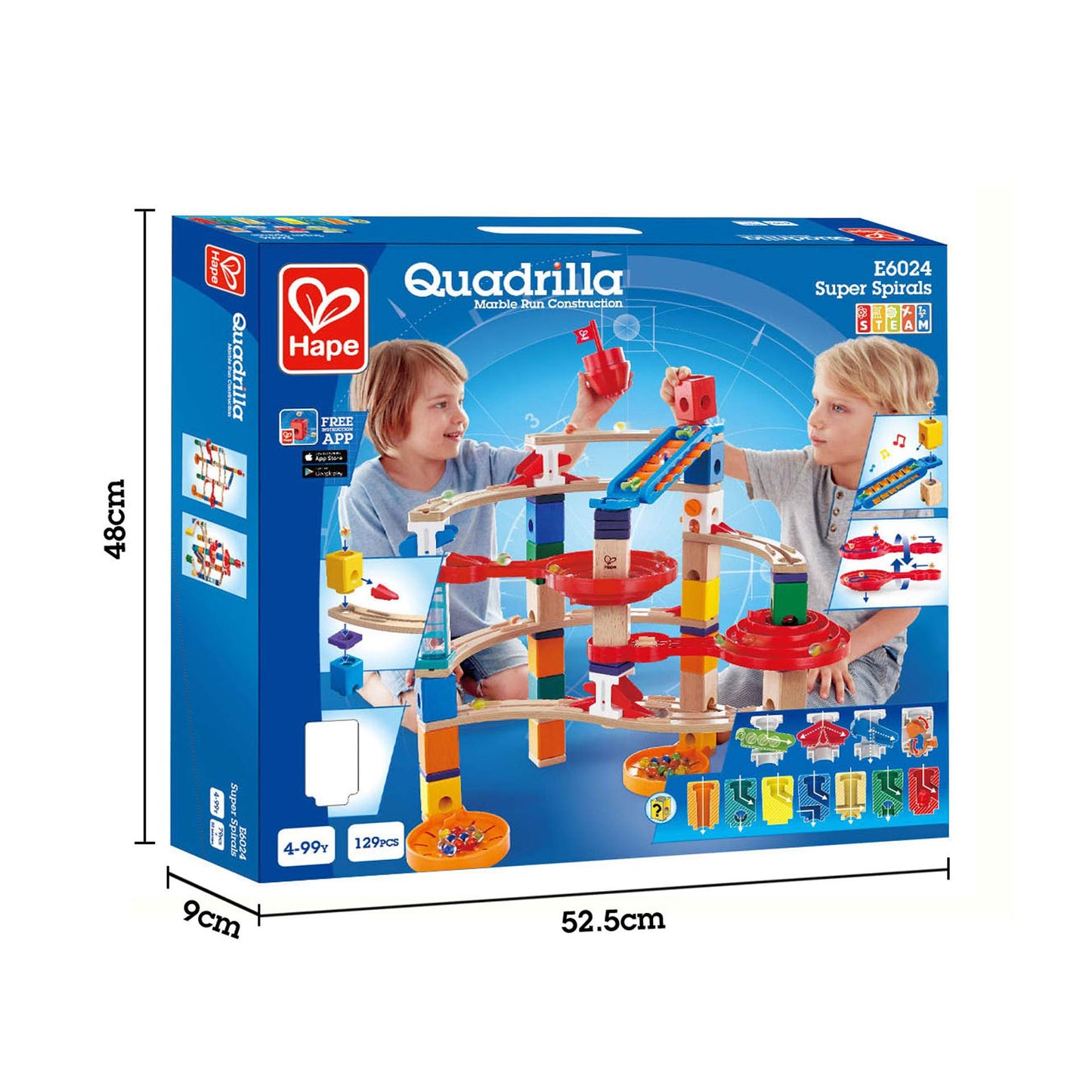 Hape Quadrilla Super Spirals Marble Run – Wooden STEM Toy for Kids 4+