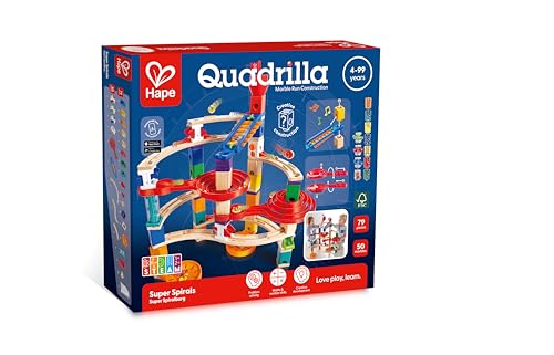 Hape Quadrilla Super Spirals Marble Run – Wooden STEM Toy for Kids 4+