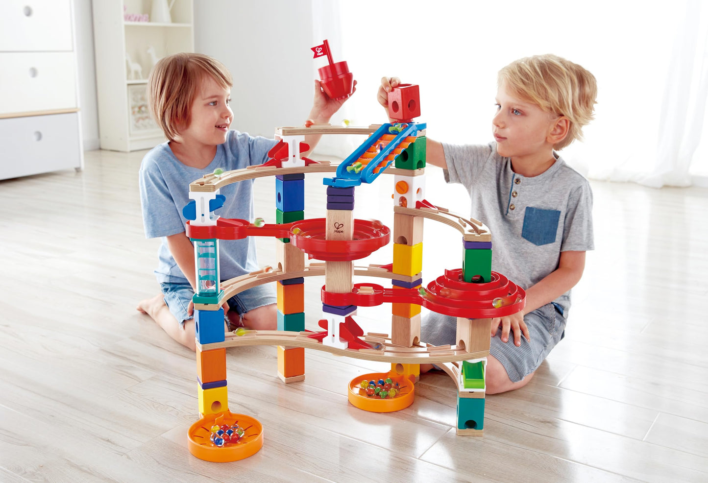 Hape Quadrilla Super Spirals Marble Run – Wooden STEM Toy for Kids 4+
