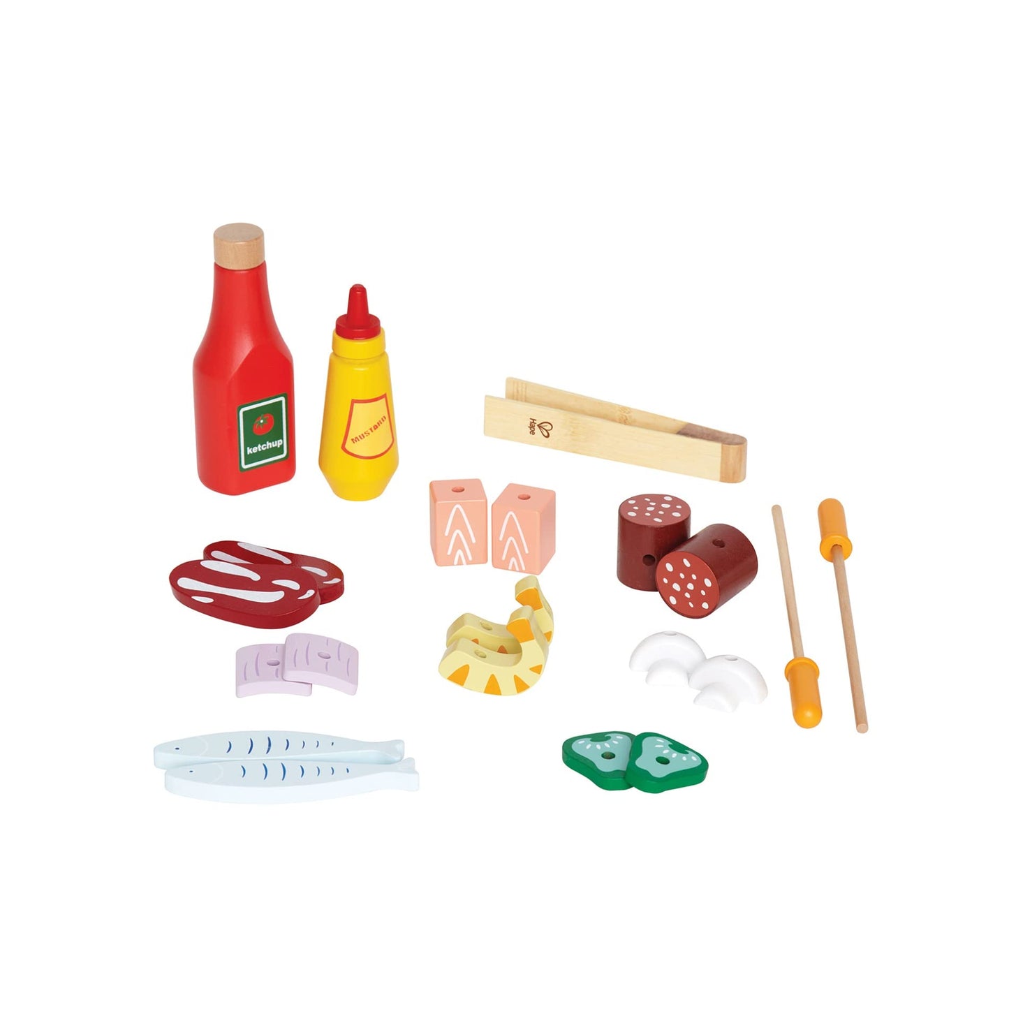 Hape Wooden Gourmet Grill and Shish Kabob Playset – Pretend Cooking for Kids