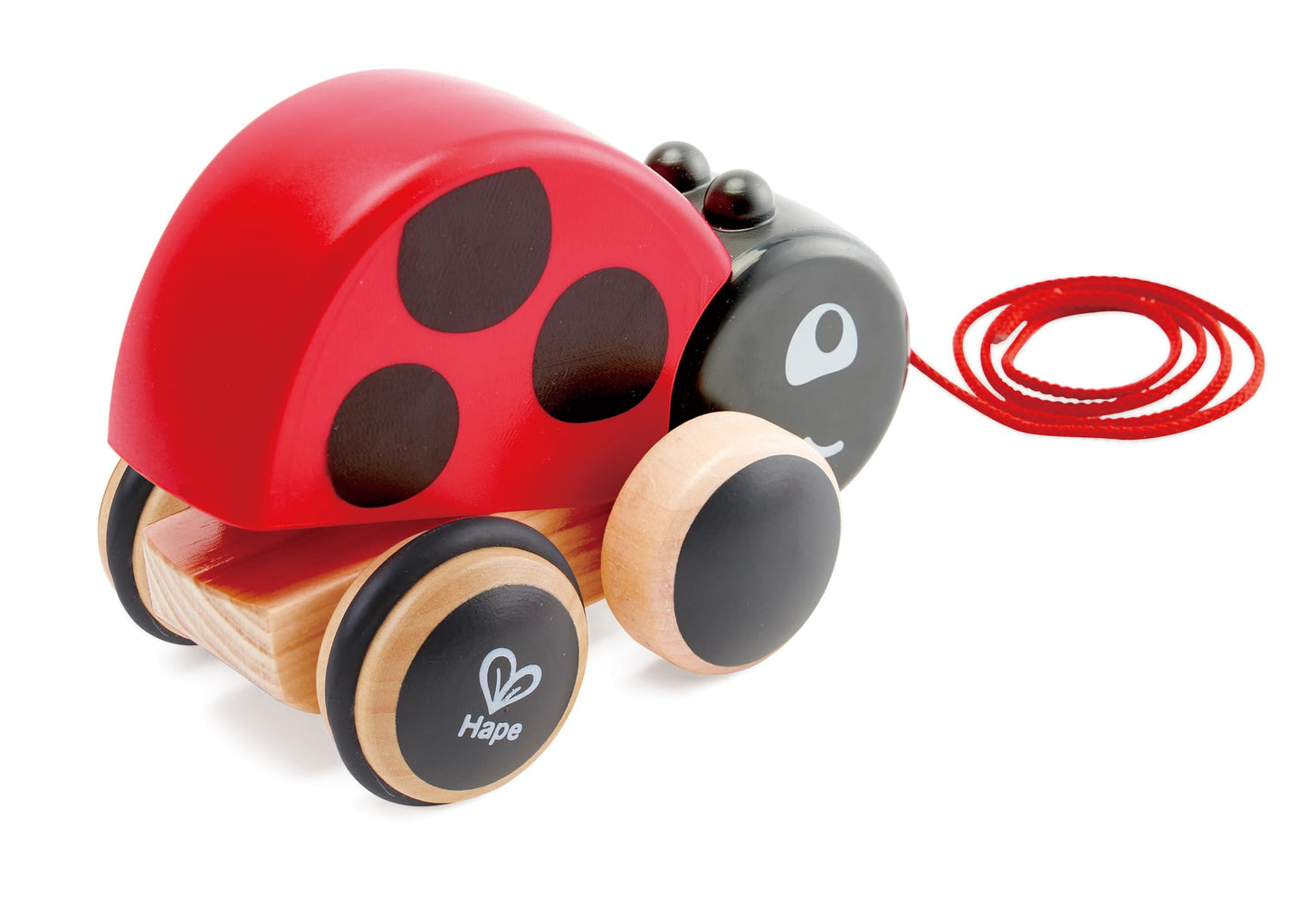 Hape Ladybug Pull-Along Toy – Wooden Flapping Wings Toddler Toy (Multi-Color)