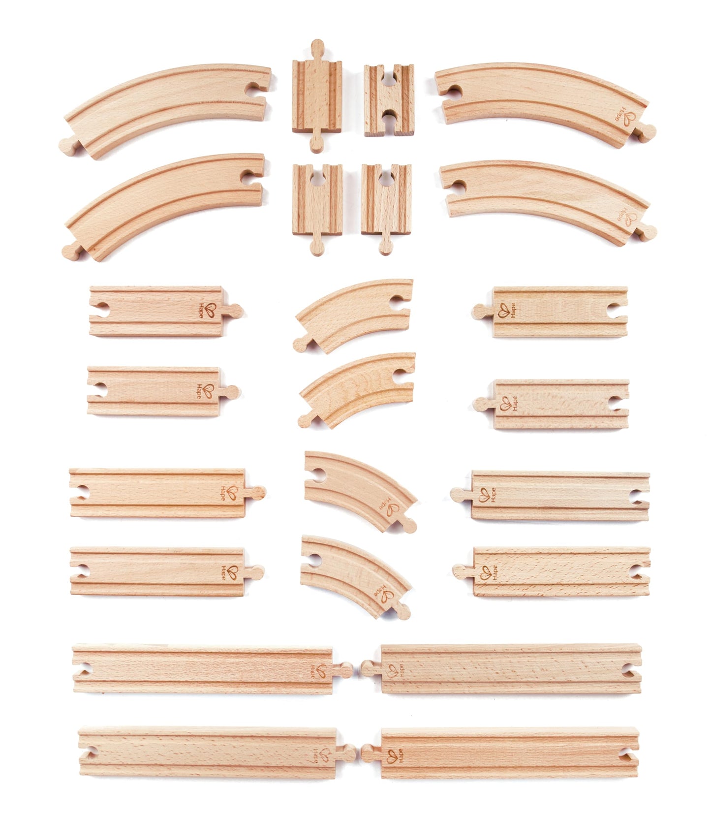 Hape 24 Pcs Wooden Railway Expansion Rail Pack – Compatible with Other Wooden Tracks