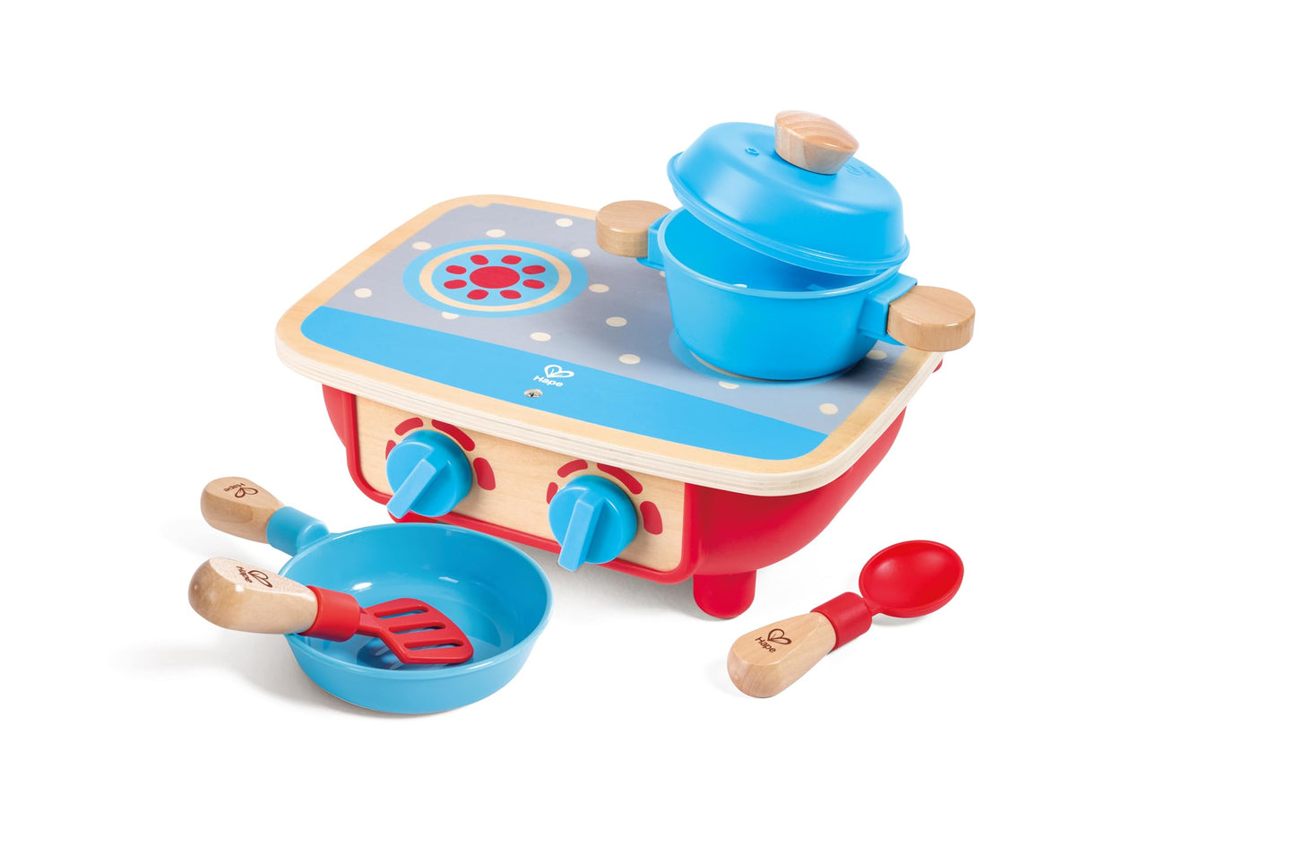 Hape Toddler Kitchen Set – Wooden 6-Piece Pretend Play Stove & Cookware