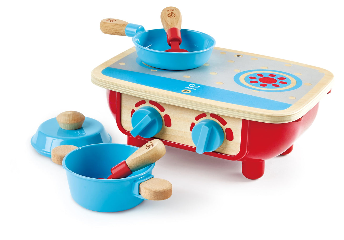 Hape Toddler Kitchen Set – Wooden 6-Piece Pretend Play Stove & Cookware