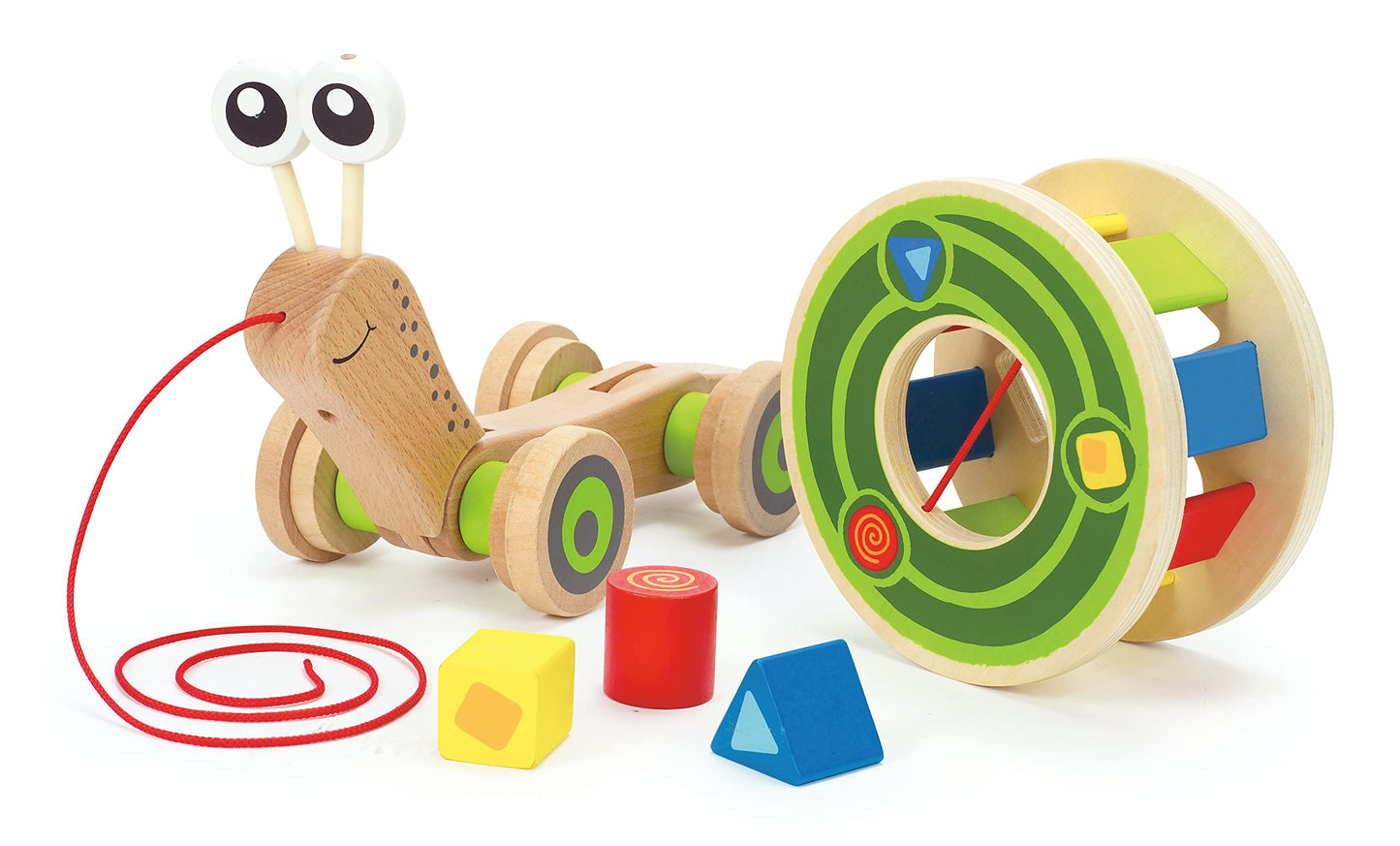 Hape Walk-A-Long Snail Pull Toy – Award-Winning Wooden Push-Pull for Toddlers