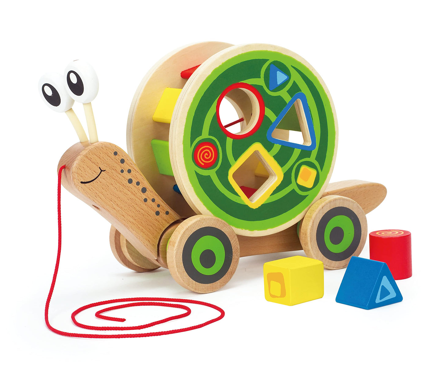 Hape Walk-A-Long Snail Pull Toy – Award-Winning Wooden Push-Pull for Toddlers