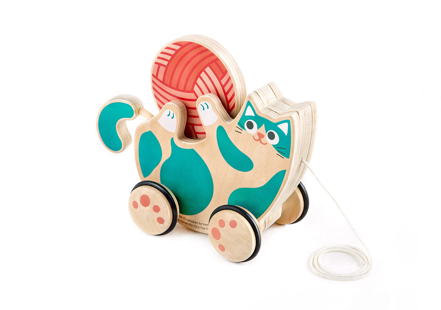 Hape Wooden Walk-Along Kitten Pull Toy – Push & Pull Toddler Toy