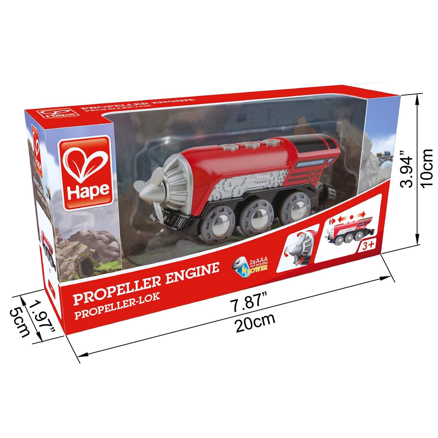 Hape Kids Wooden Railway Propeller Steam Engine | Battery-Powered Wooden Train