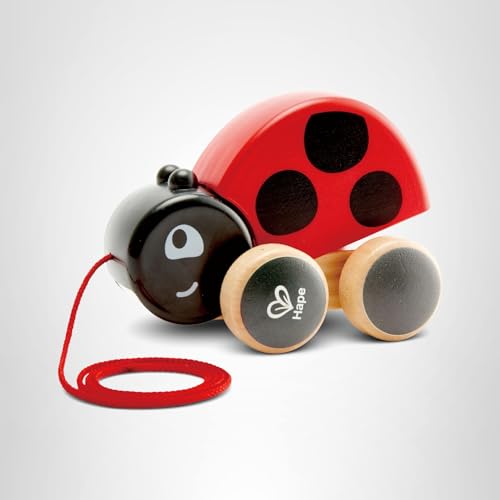 Hape Ladybug Pull-Along Toy – Wooden Flapping Wings Toddler Toy (Multi-Color)