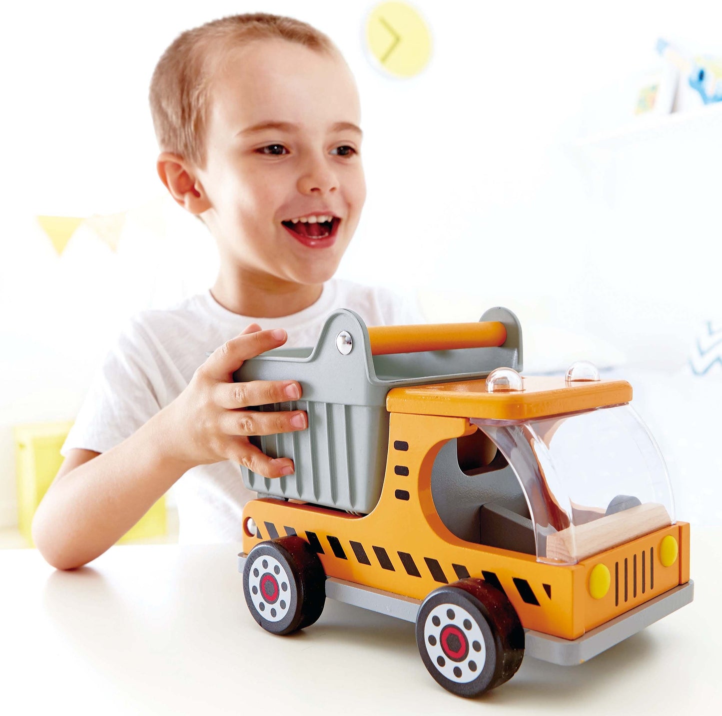 Hape Wooden Dump Truck for Toddlers – Pretend Play Construction Vehicle