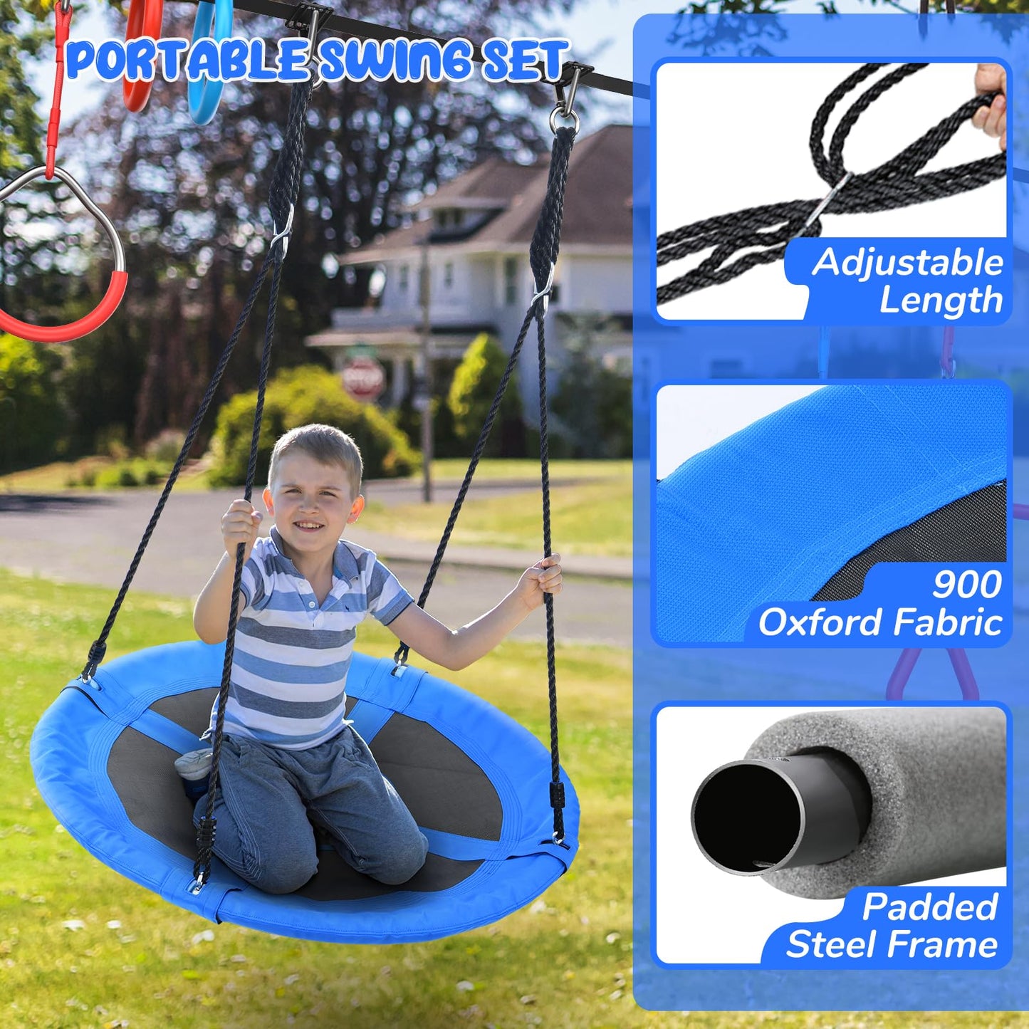 Hapfan 65 ft Ninja Warrior Obstacle Course for Kids – 11 Obstacles, Swing Set for Backyard
