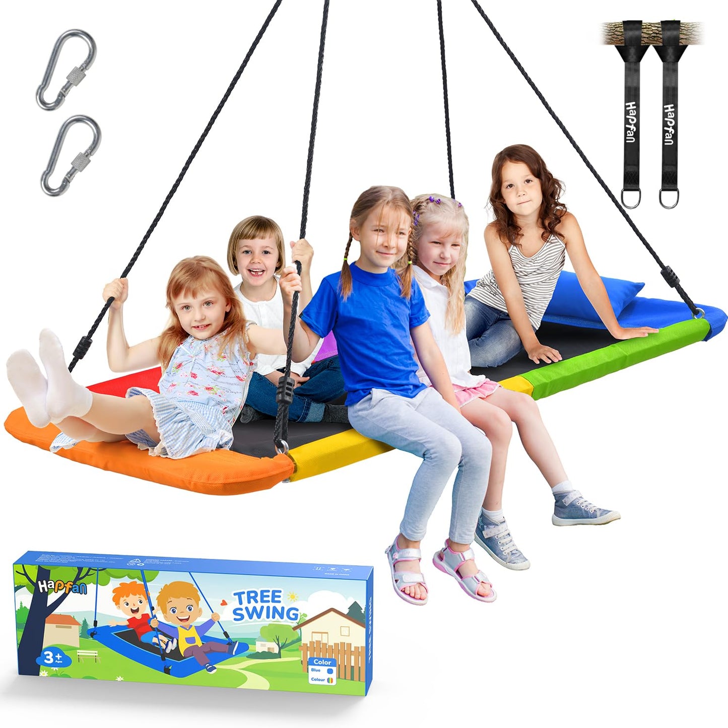 Hapfan 800lbs 60" Platform Tree Swing with Pillow | Heavy-Duty Outdoor Swing