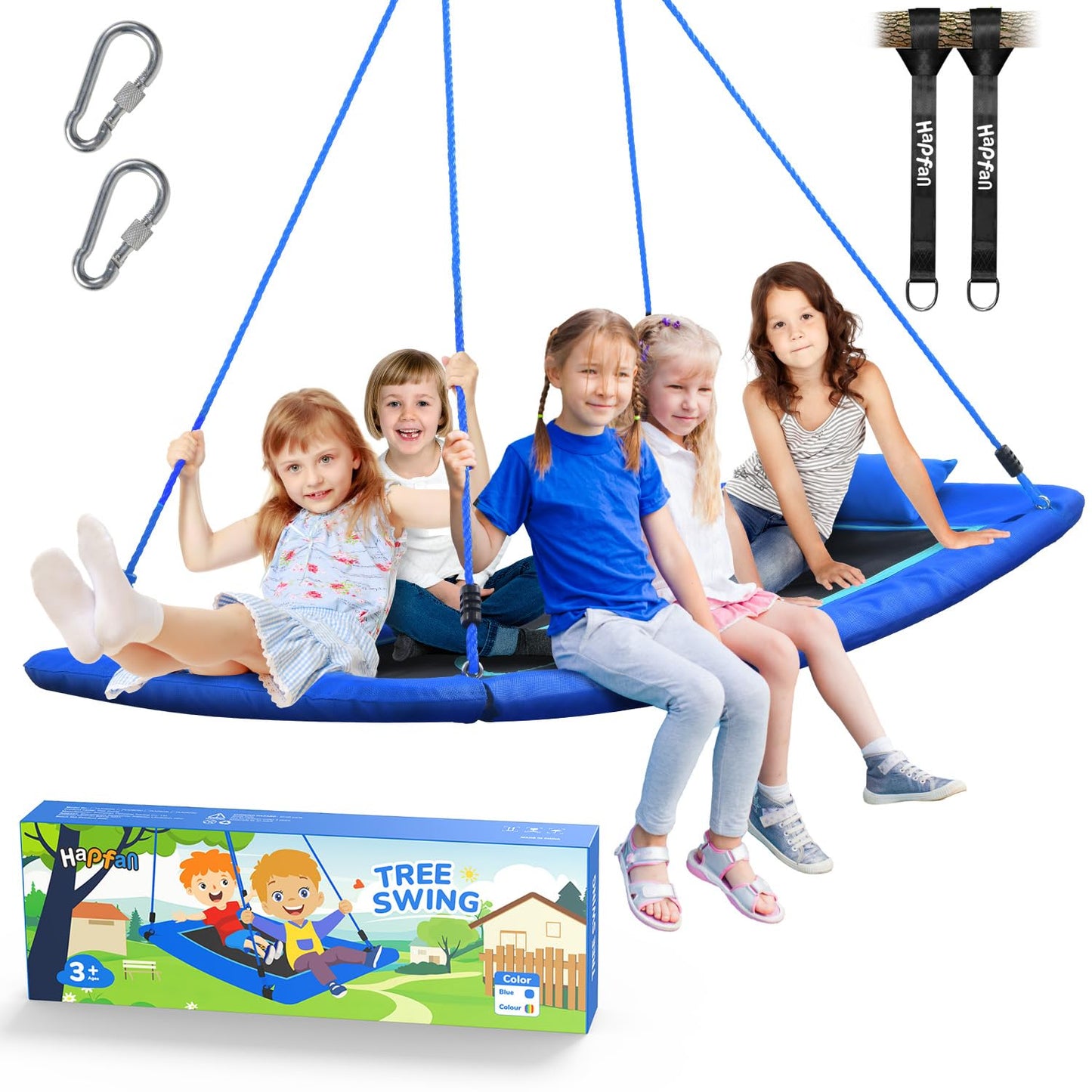 Hapfan 800 lbs 60-Inch Skycurve Platform Swing with Pillow – Outdoor Tree Swing