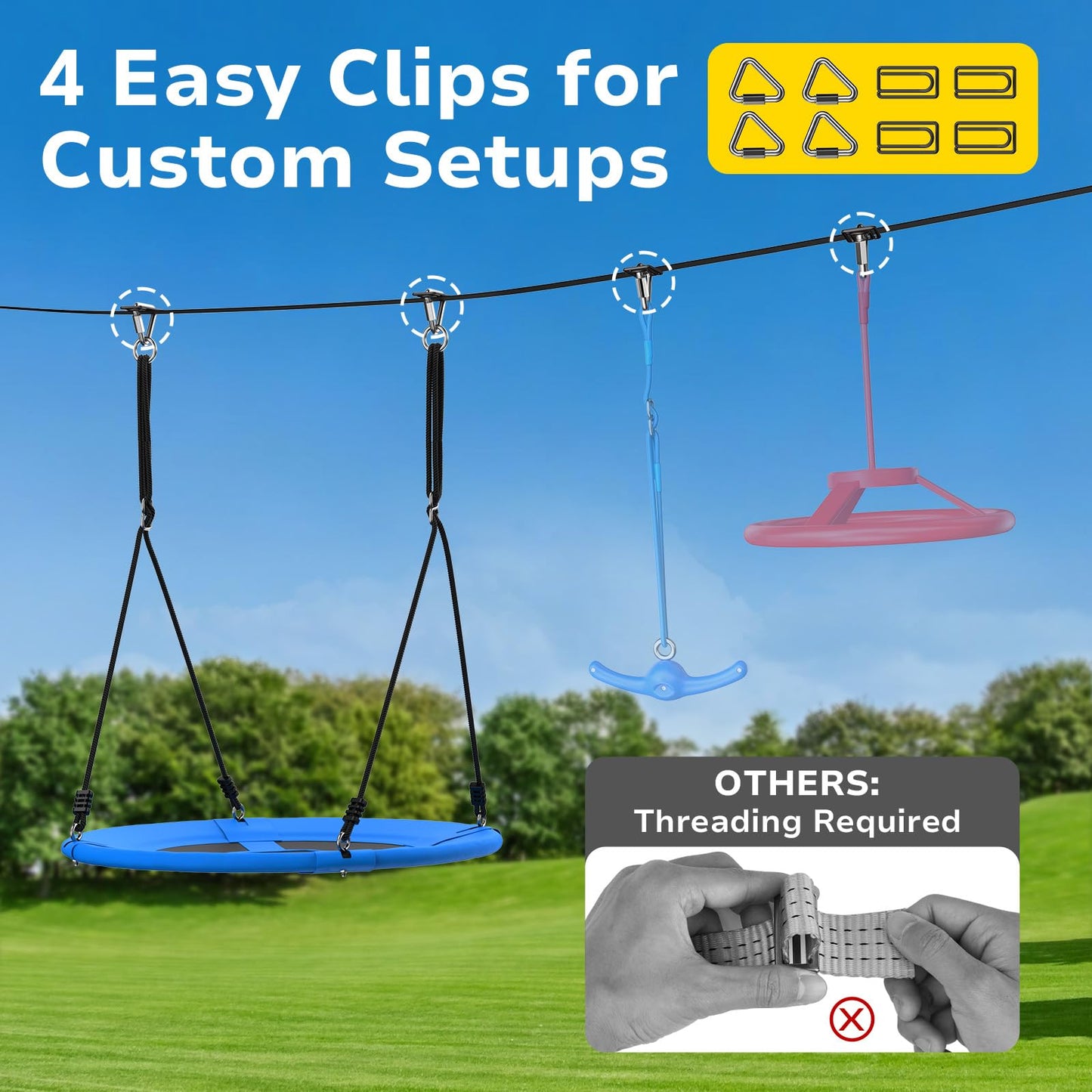 Hapfan Slackline Swing Set for Backyard – 40" Saucer Swing & Tree Setup