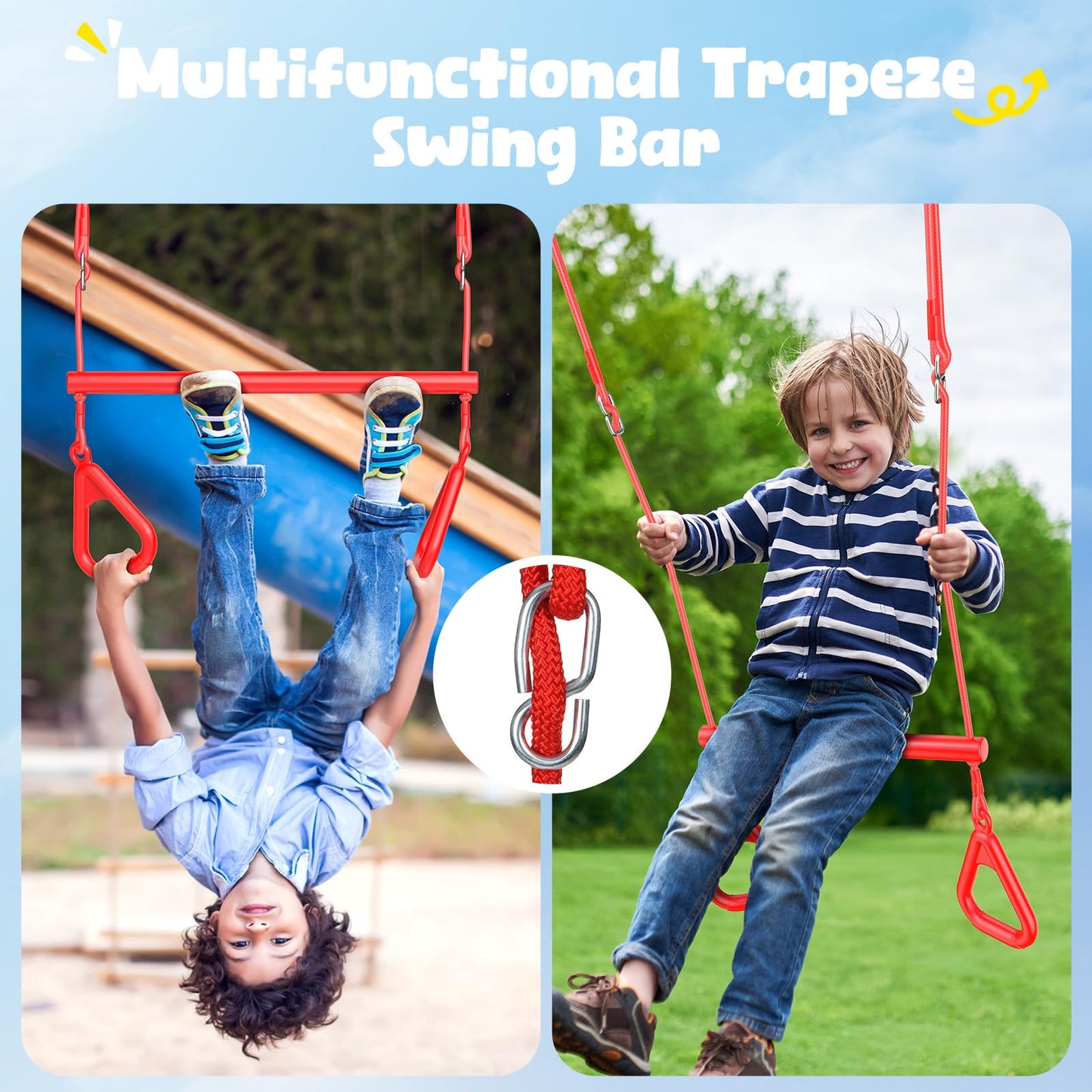 Hapfan 65 ft Ninja Warrior Obstacle Course for Kids – 11 Obstacles, Swing Set for Backyard