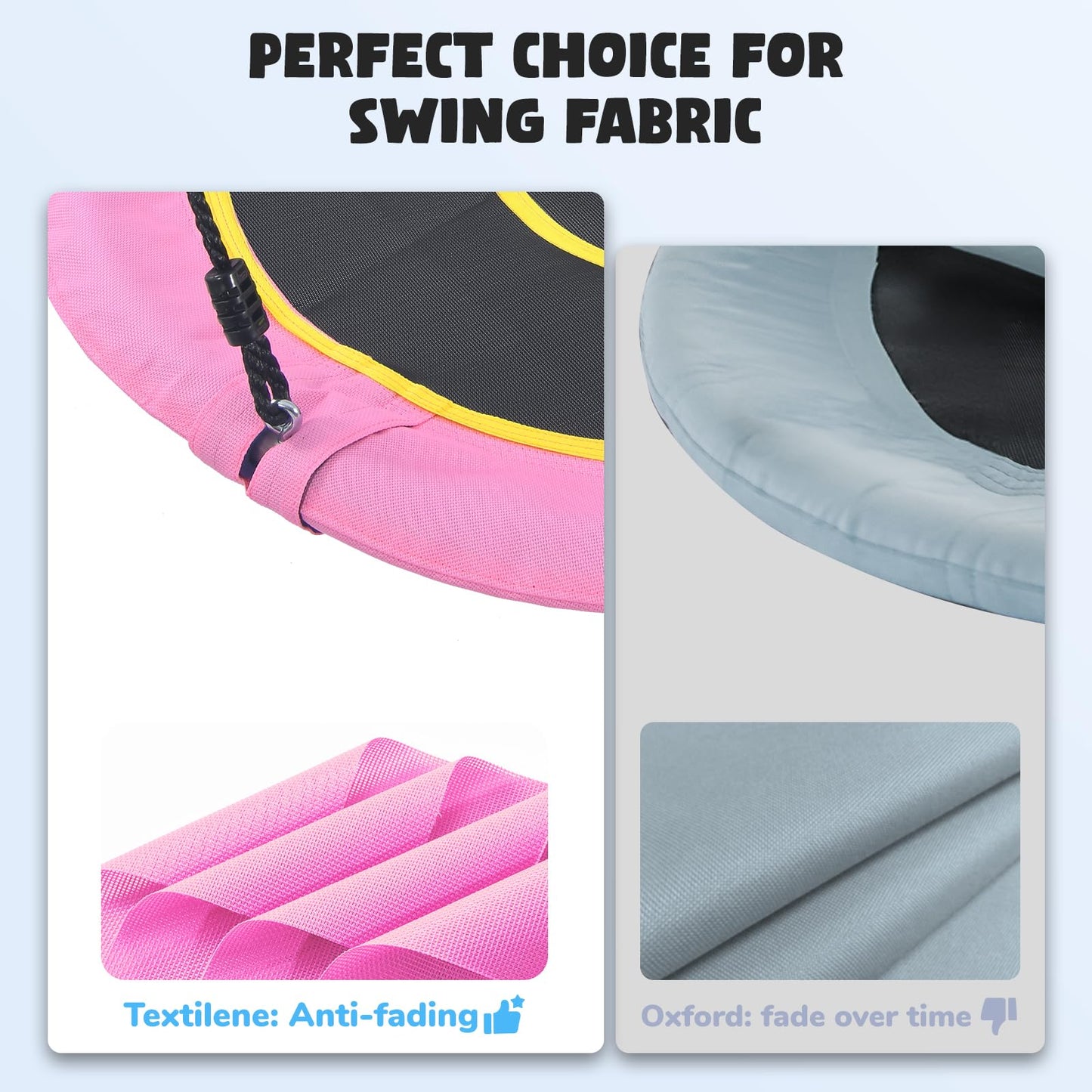 Hapfan 40-inch Saucer Swing for Kids and Adults — UV-Resistant Textilene, 700 lb Capacity, Swivel