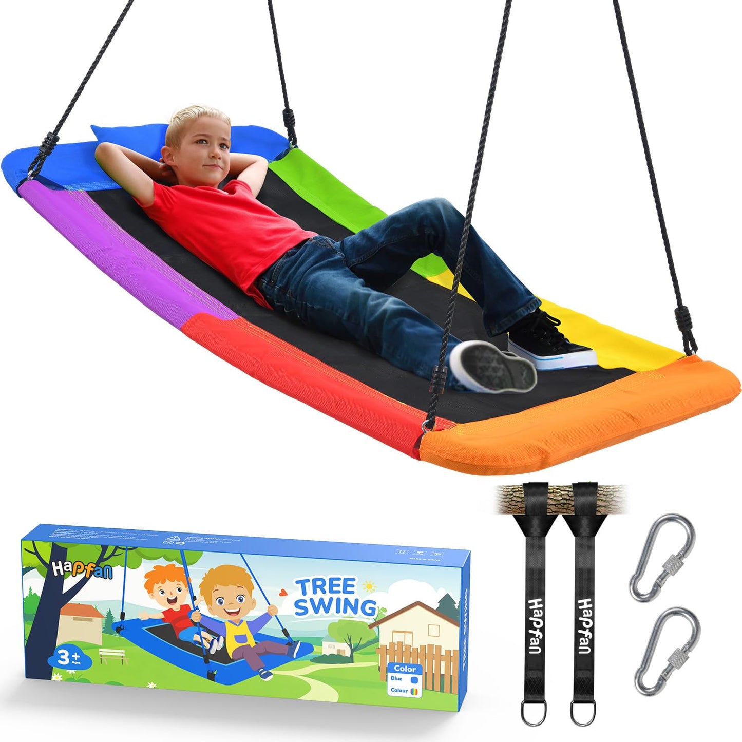 Hapfan 800 lbs 60-Inch Skycurve Platform Tree Swing with Pillow – Outdoor Swing for Kids & Adults, Textilene Fabric, 9.8 ft Straps