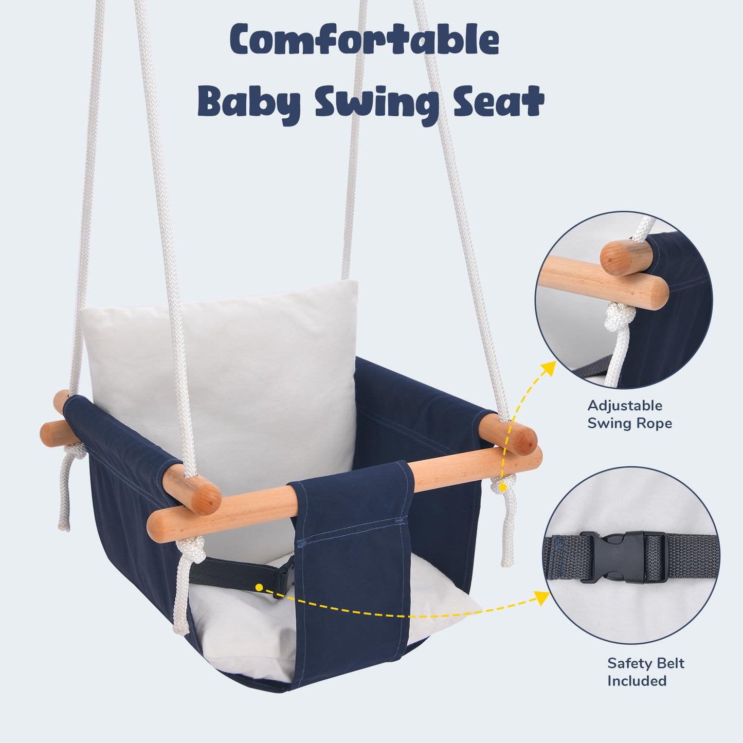 Hapfan Toddler Swing with Stand – Safe Indoor/Outdoor Swing Set, Foldable Frame, 55 lbs Capacity