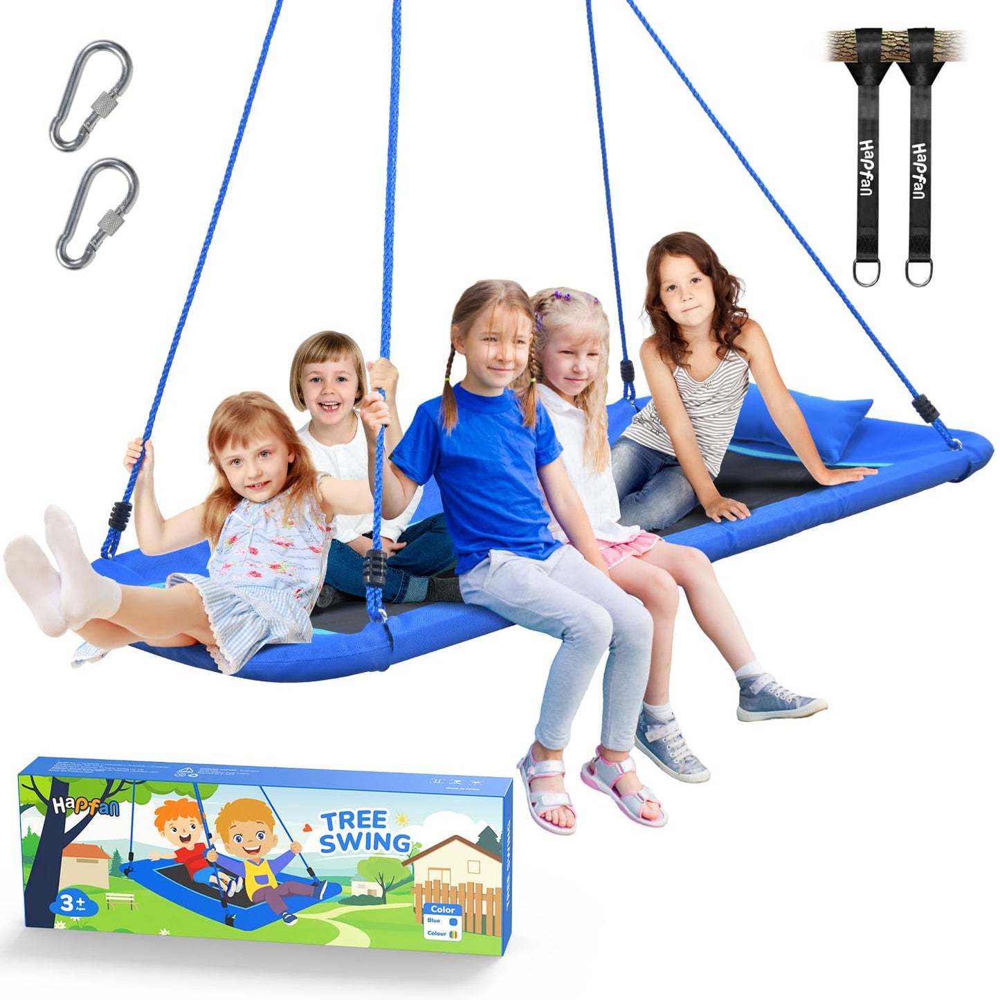Hapfan 800lbs 60\" Platform Swing – Heavy-Duty Outdoor Rectangle with Pillow, Textilene, 9.8 ft Straps