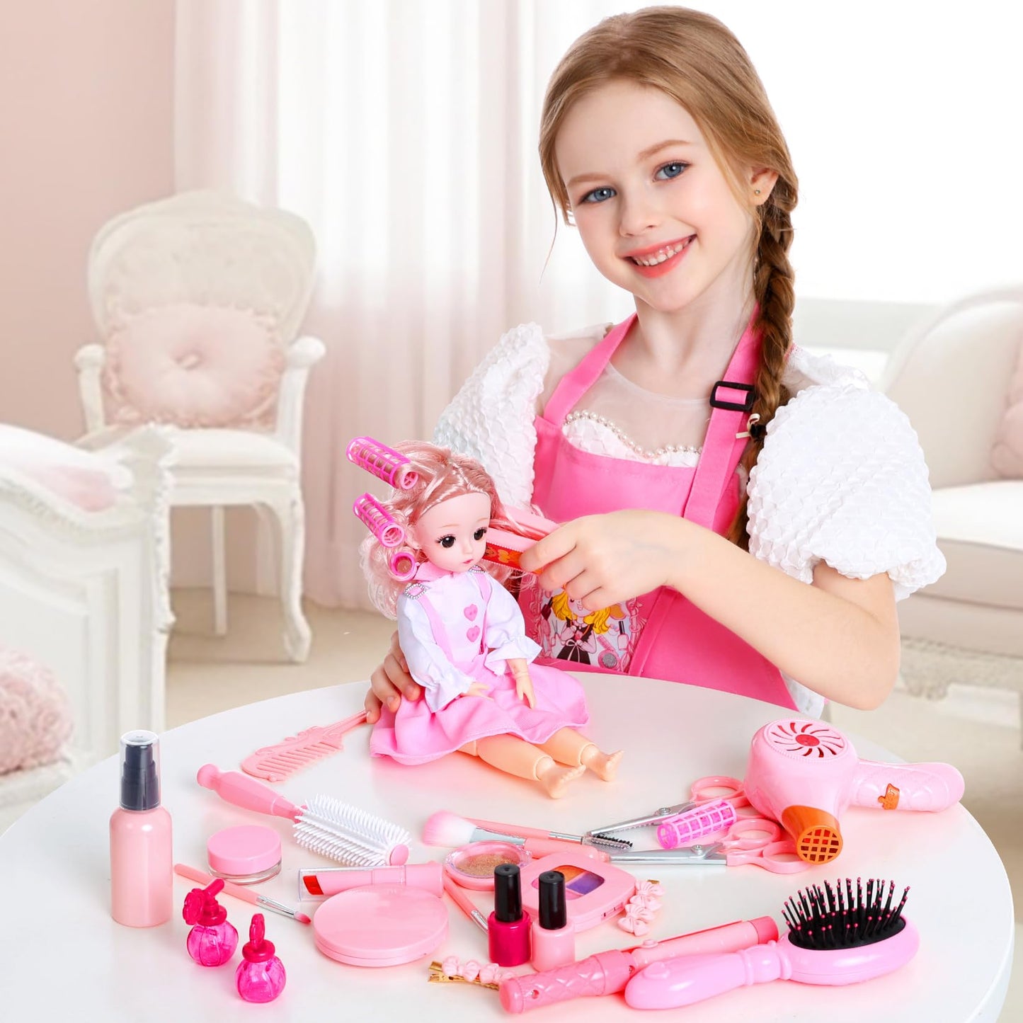 Hapgo Hair Salon Toys for Girls – 39-Piece Pretend Play Hair Styling Kit