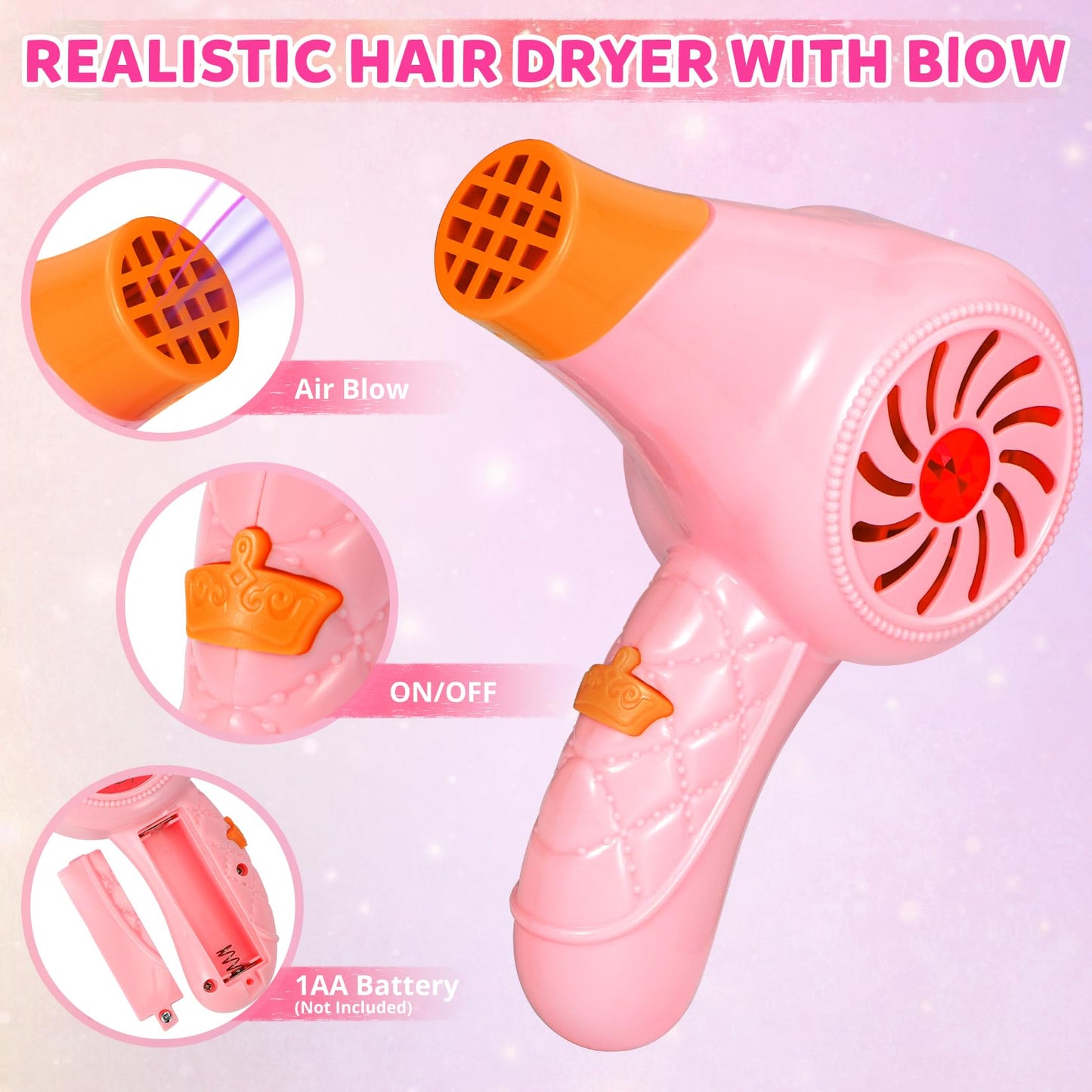 Hapgo Hair Salon Toys for Girls – 39-Piece Pretend Play Hair Styling Kit
