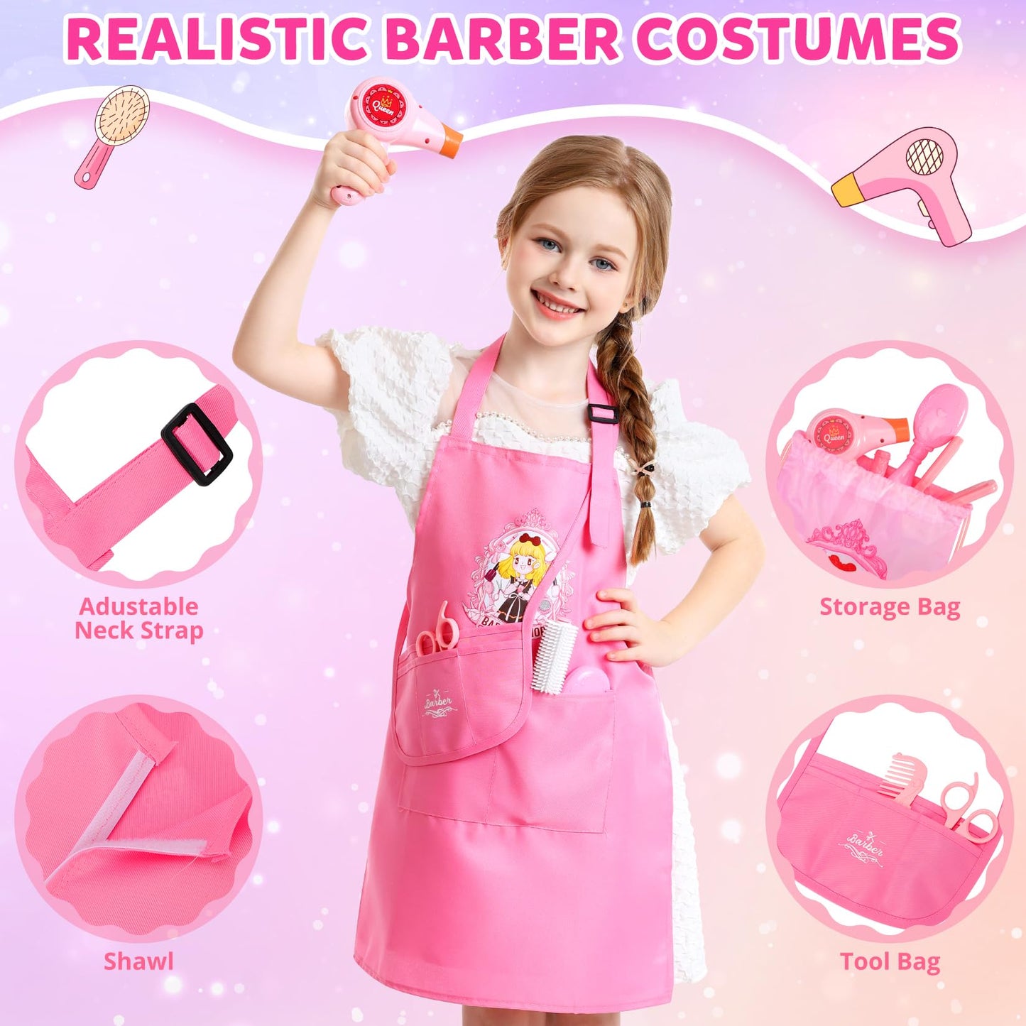 Hapgo Hair Salon Toys for Girls – 39-Piece Pretend Play Hair Styling Kit