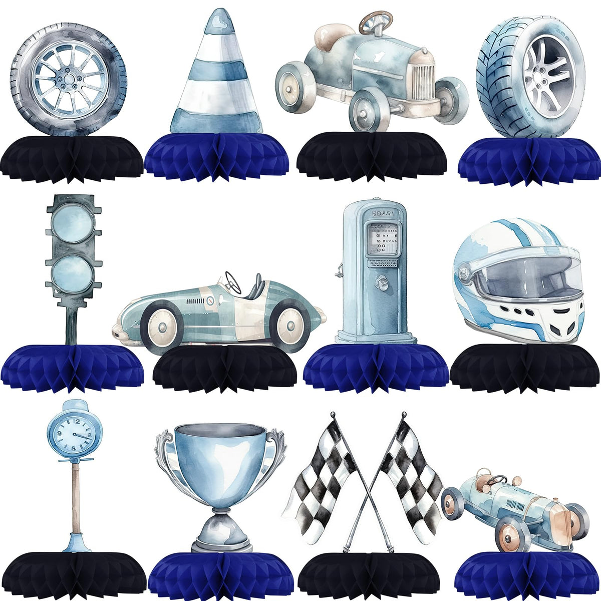 HaPiBiDesign Race Car Party Decorations – Honeycomb Centerpieces for Racing Birthday Decor