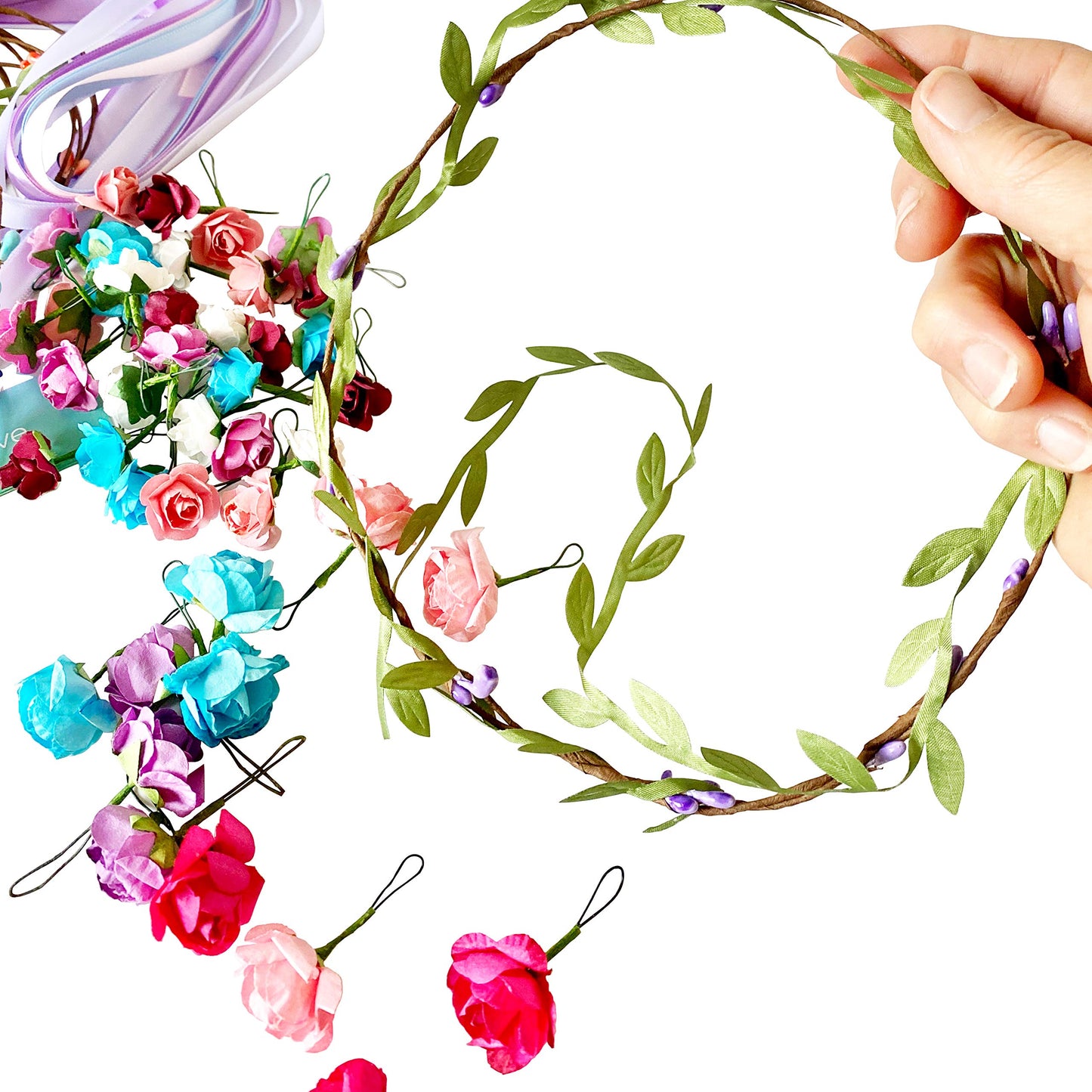 Hapinest Flower Crown & Bracelet Craft Kit for Girls | DIY Headbands & Jewelry