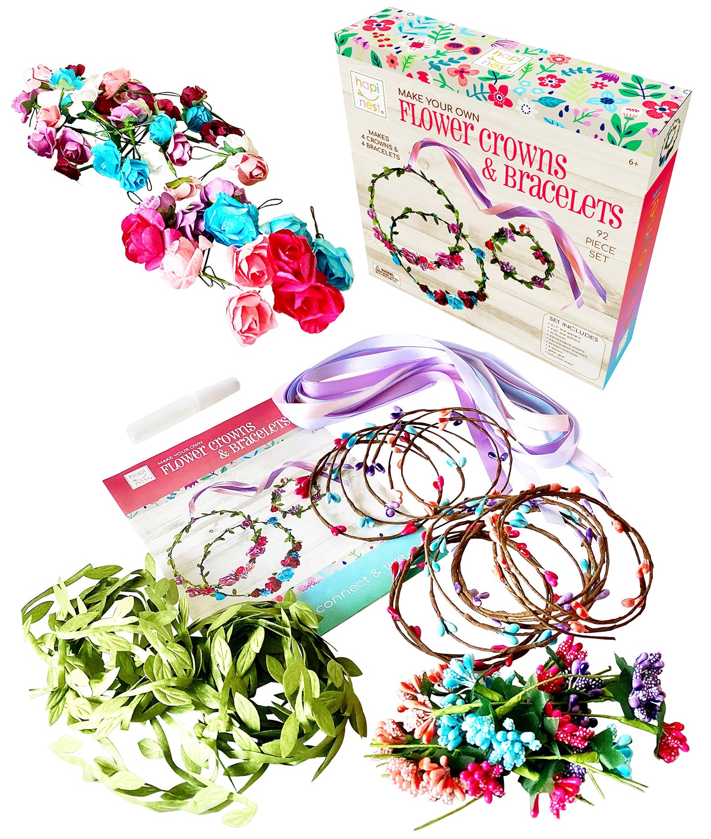 Hapinest Flower Crown & Bracelet Craft Kit for Girls | DIY Headbands & Jewelry