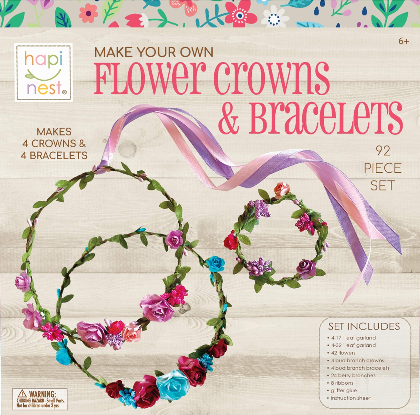 Hapinest Flower Crown & Bracelet Craft Kit for Girls | DIY Headbands & Jewelry