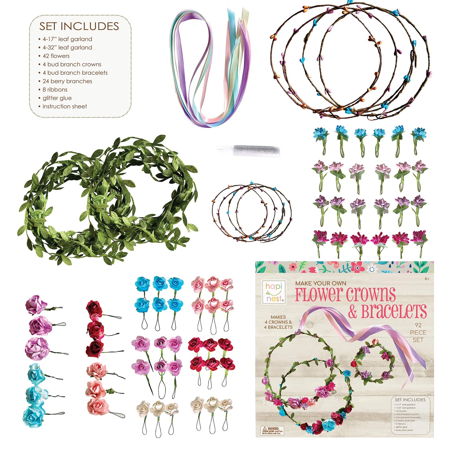 Hapinest Flower Crown & Bracelet Craft Kit for Girls | DIY Headbands & Jewelry