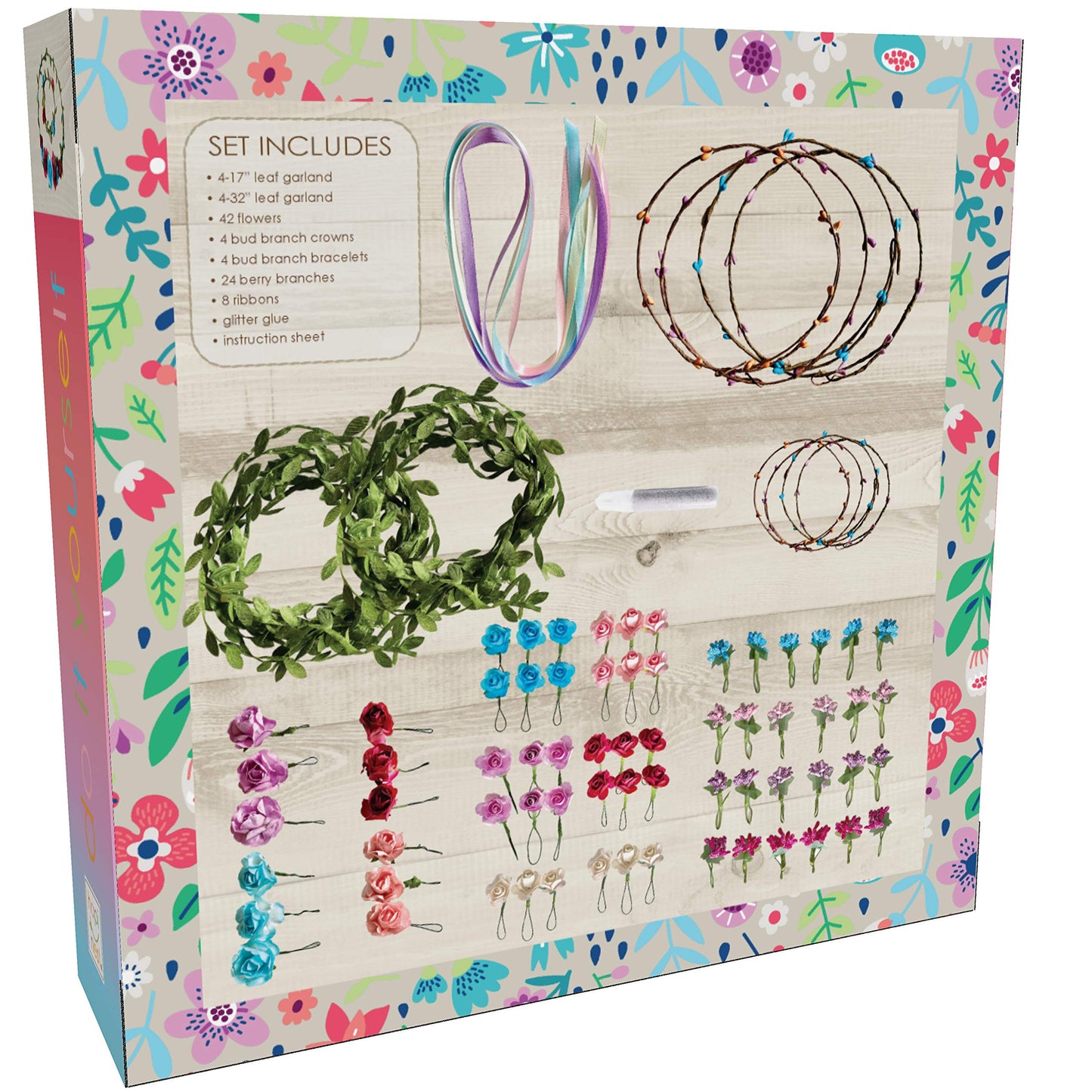 Hapinest Flower Crown & Bracelet Craft Kit for Girls | DIY Headbands & Jewelry