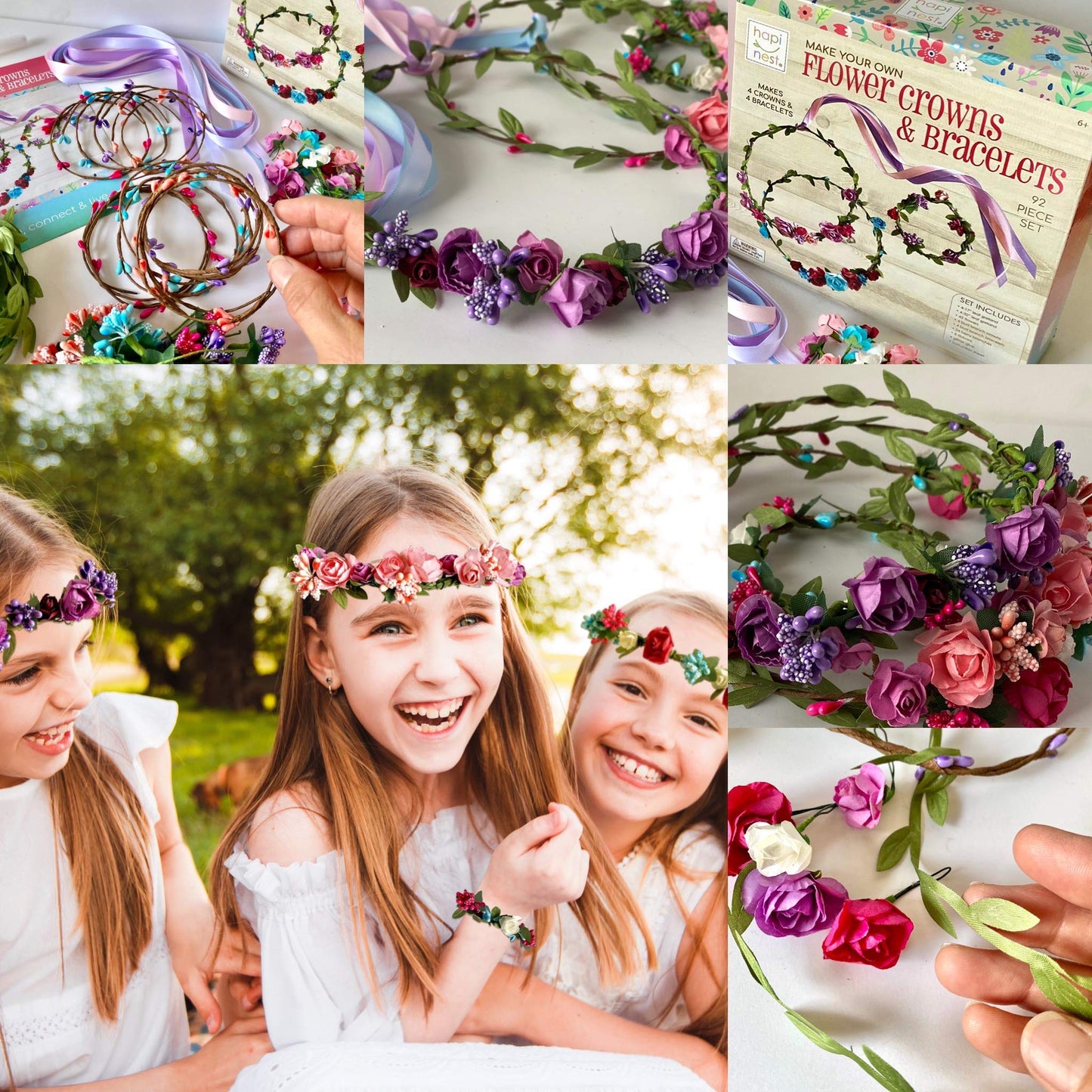 Hapinest Flower Crown & Bracelet Craft Kit for Girls | DIY Headbands & Jewelry