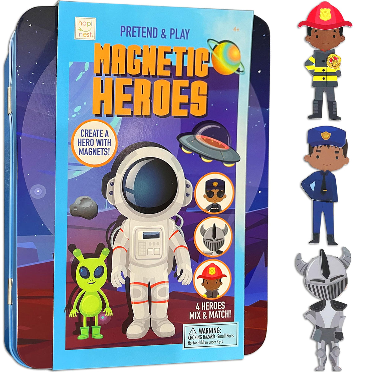 Hapinest Magnetic Heroes Travel Playset – Fireman, Policeman, Knight, Astronaut