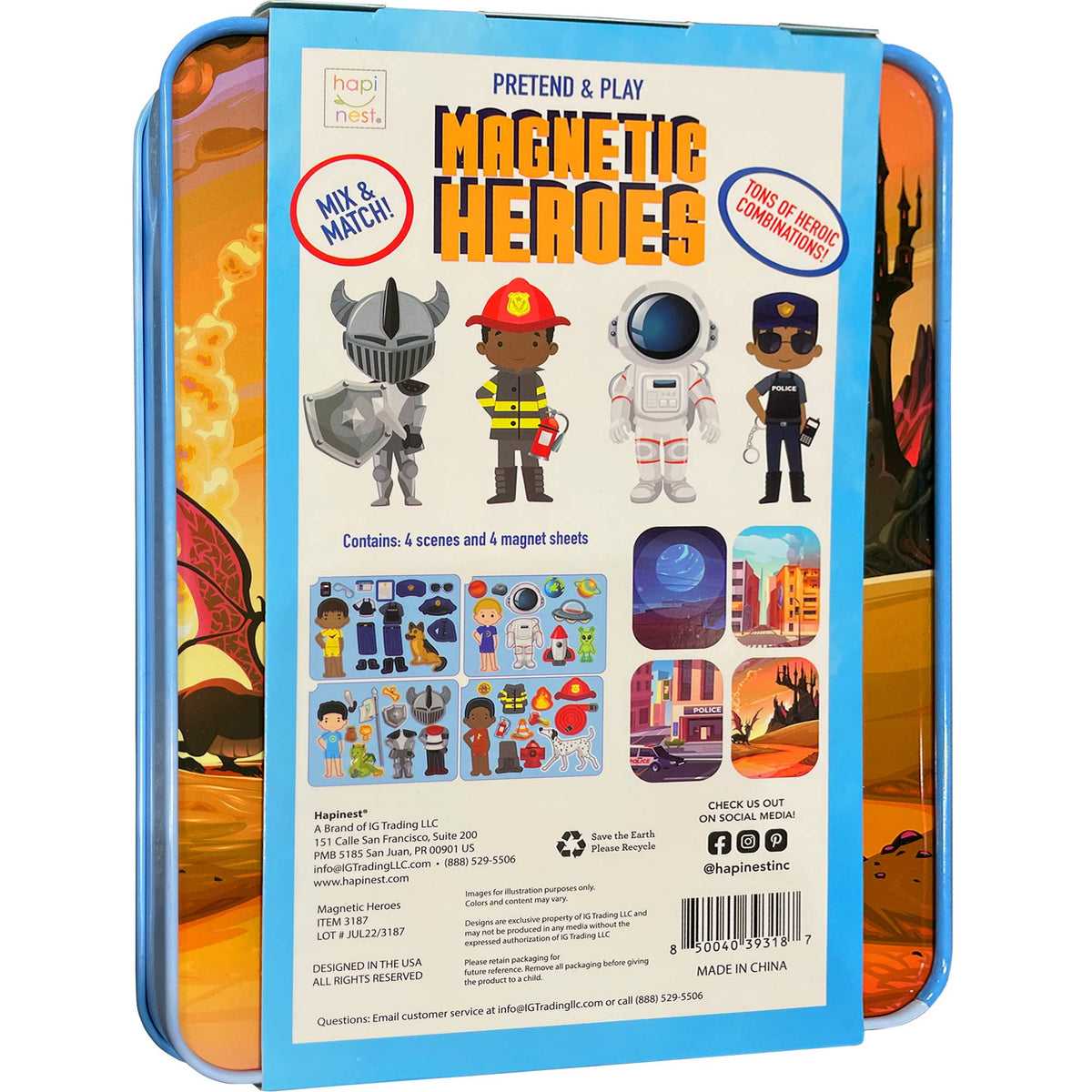 Hapinest Magnetic Heroes Travel Playset – Fireman, Policeman, Knight, Astronaut