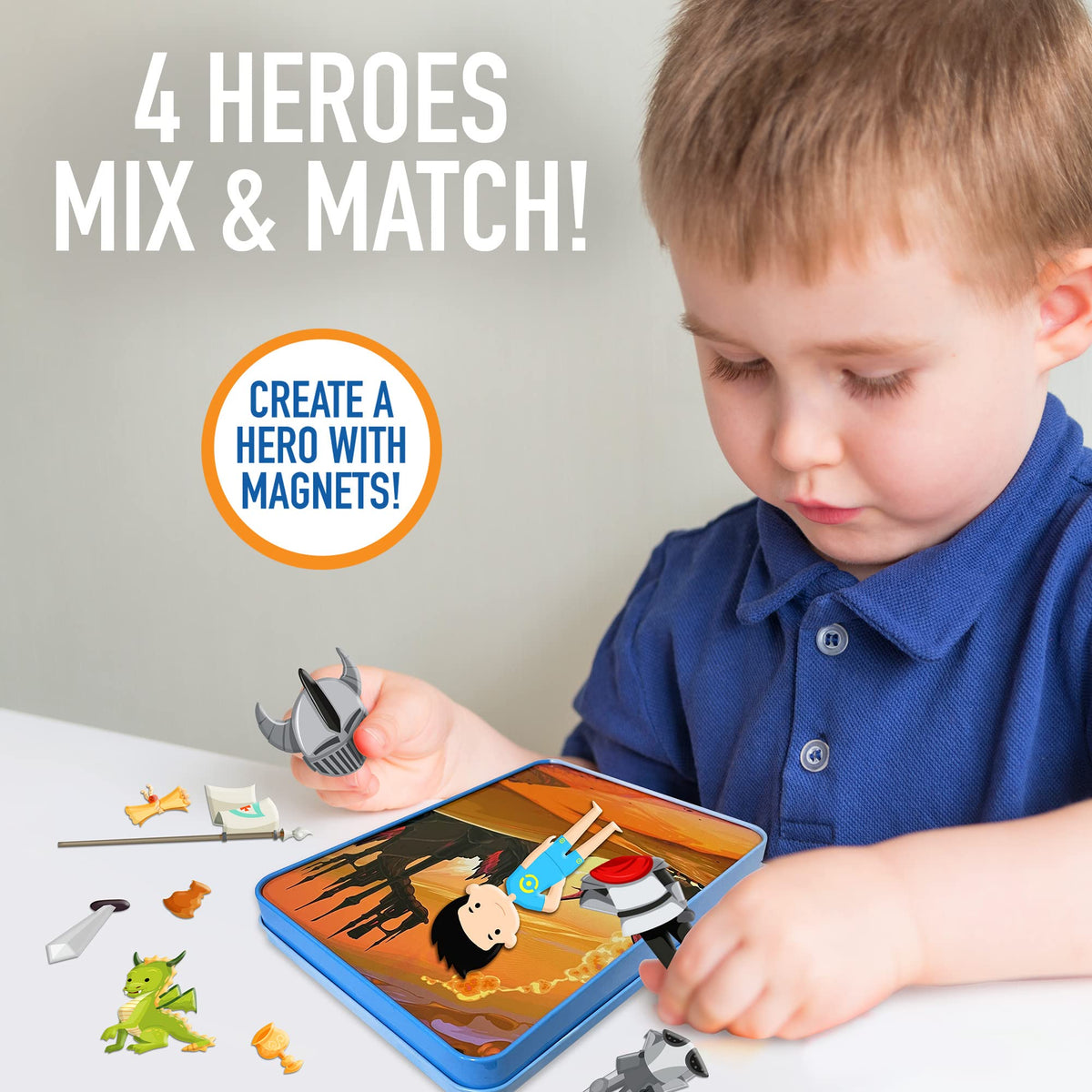 Hapinest Magnetic Heroes Travel Playset – Fireman, Policeman, Knight, Astronaut