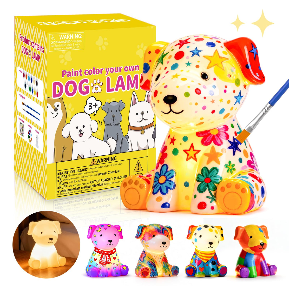 HAPMARS Paint Your Own Dog Lamp Kit – DIY Puppy Lamp Craft for Kids