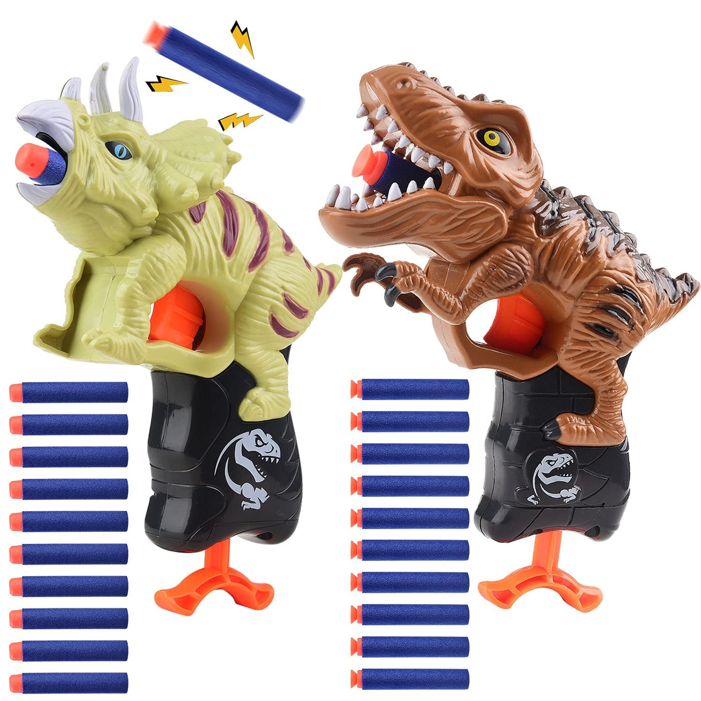 Happitry 2 Pack Dinosaur Foam Blaster Toys for Toddlers – Safe, Nerf‑Compatible Darts