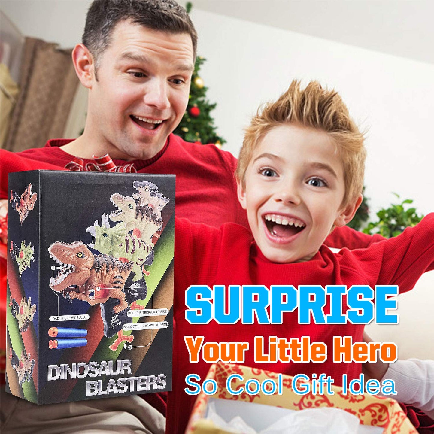 Happitry 2 Pack Dinosaur Foam Blaster Toys for Toddlers – Safe, Nerf‑Compatible Darts