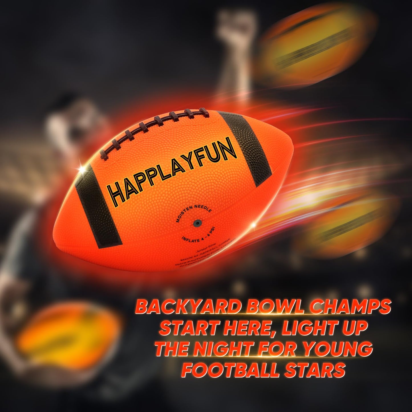 Happlayfun Light Up Football – LED Glow in the Dark, Size 6 for Kids 6-14