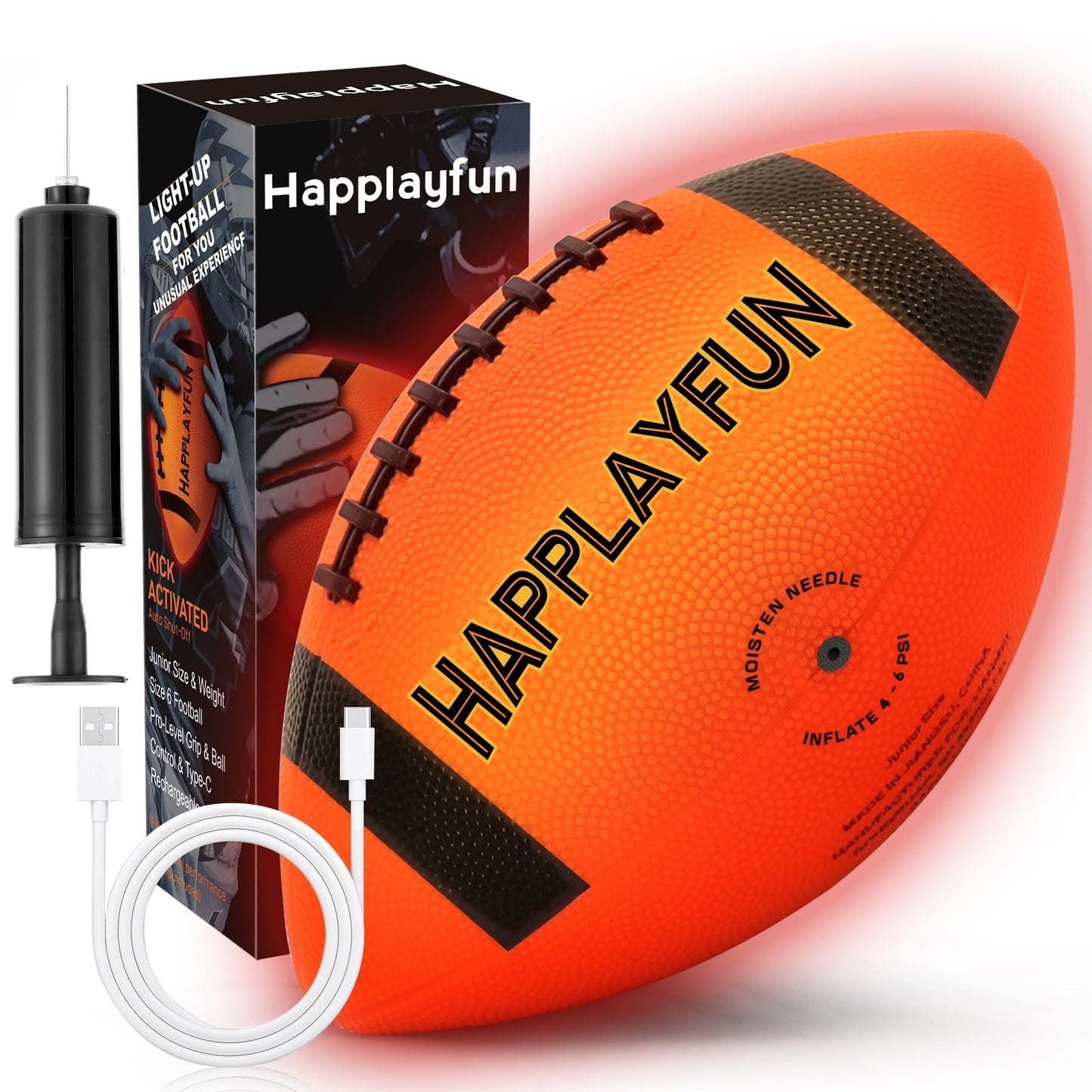 Happlayfun Light Up Football – LED Glow in the Dark, Size 6 for Kids 6-14