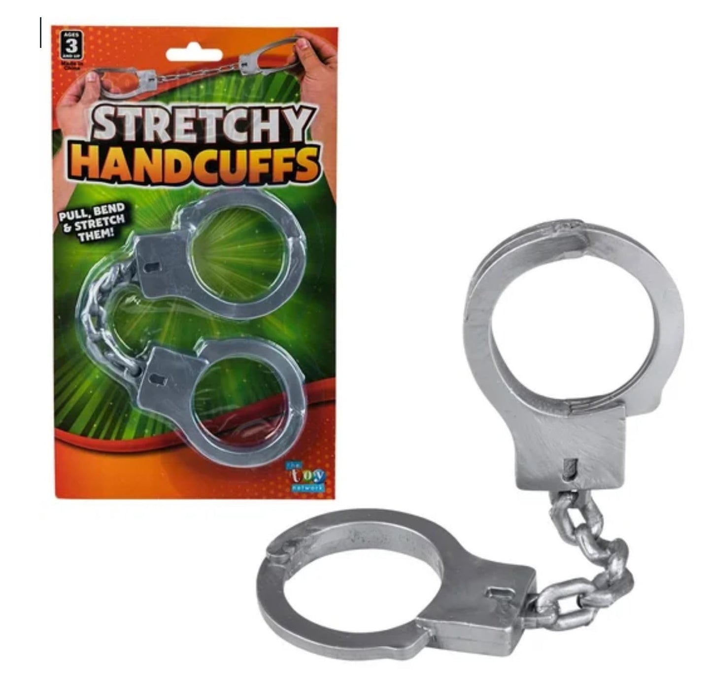 HAPPY DEALS ~ Toy Stretchy Handcuffs on Card – Fun Costume Accessory