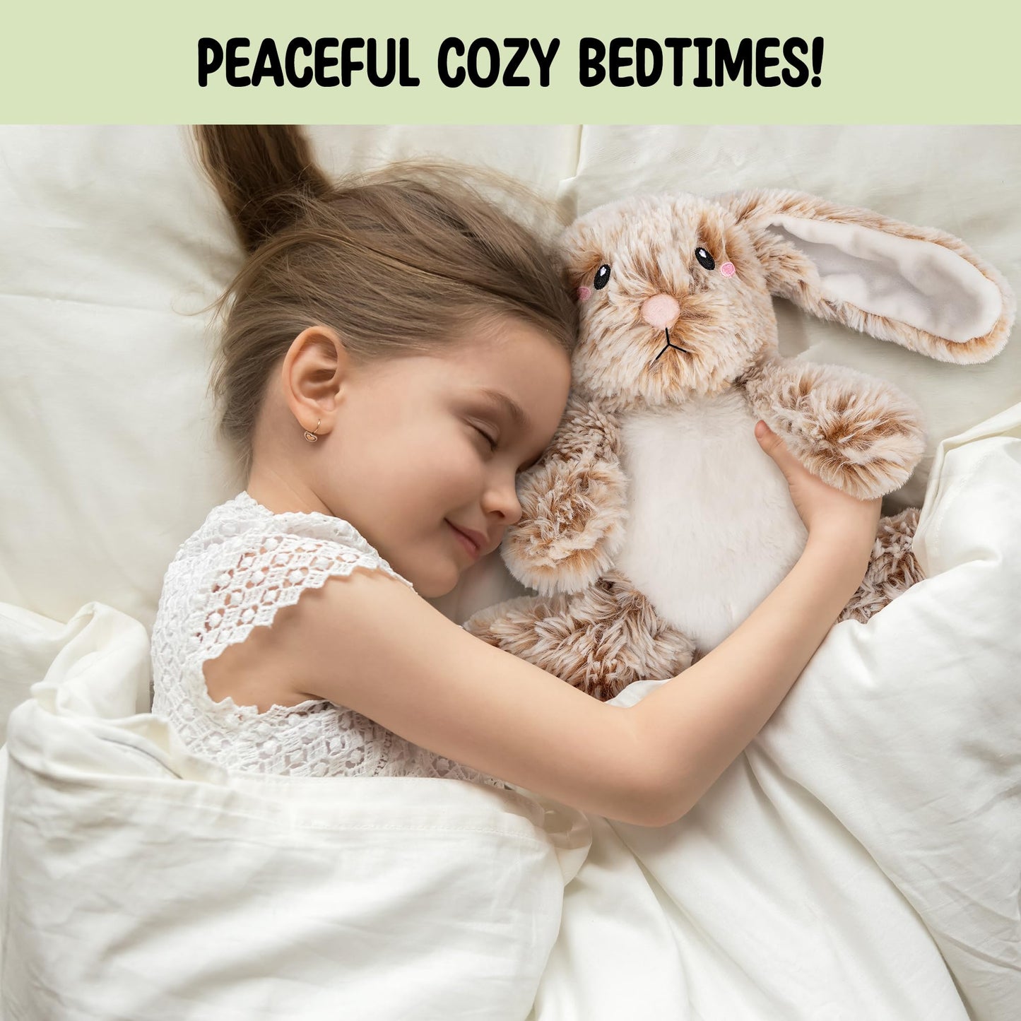 Happy Fuel Bunny: Microwavable Weighted Plush (1.5 lb) Unscented Heating Pad for Cozy Comfort