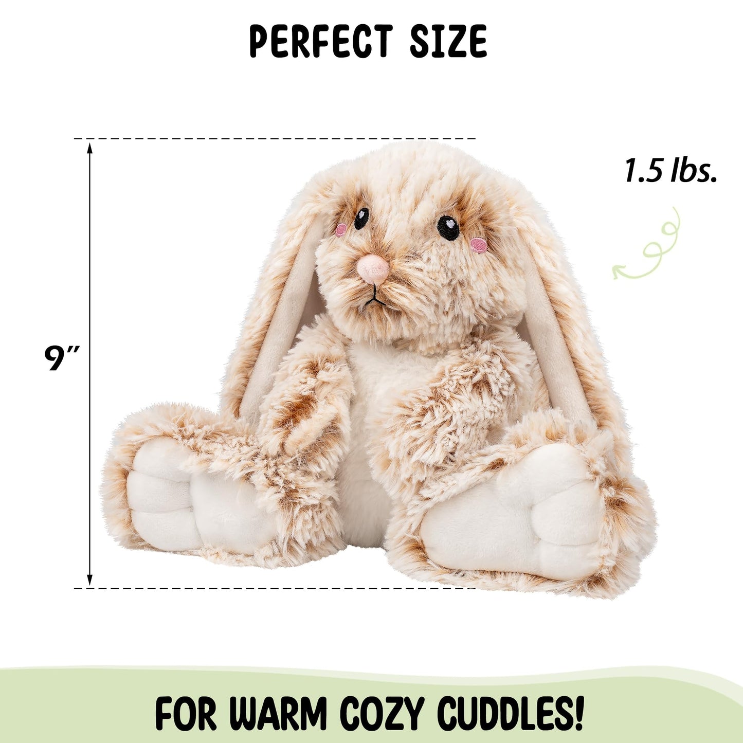Happy Fuel Bunny: Microwavable Weighted Plush (1.5 lb) Unscented Heating Pad for Cozy Comfort